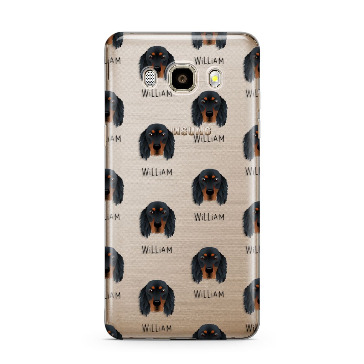Gordon Setter Icon with Name Samsung Galaxy J7 2016 Case on gold phone