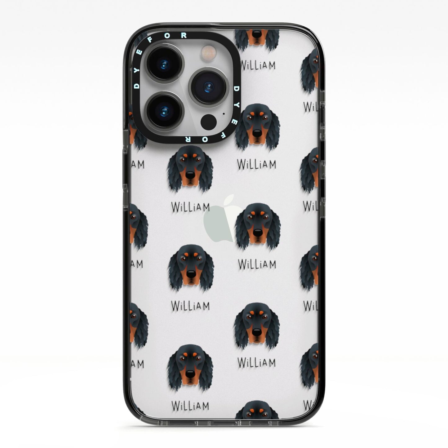 Gordon Setter Icon with Name iPhone 13 Pro Black Impact Case on Silver phone