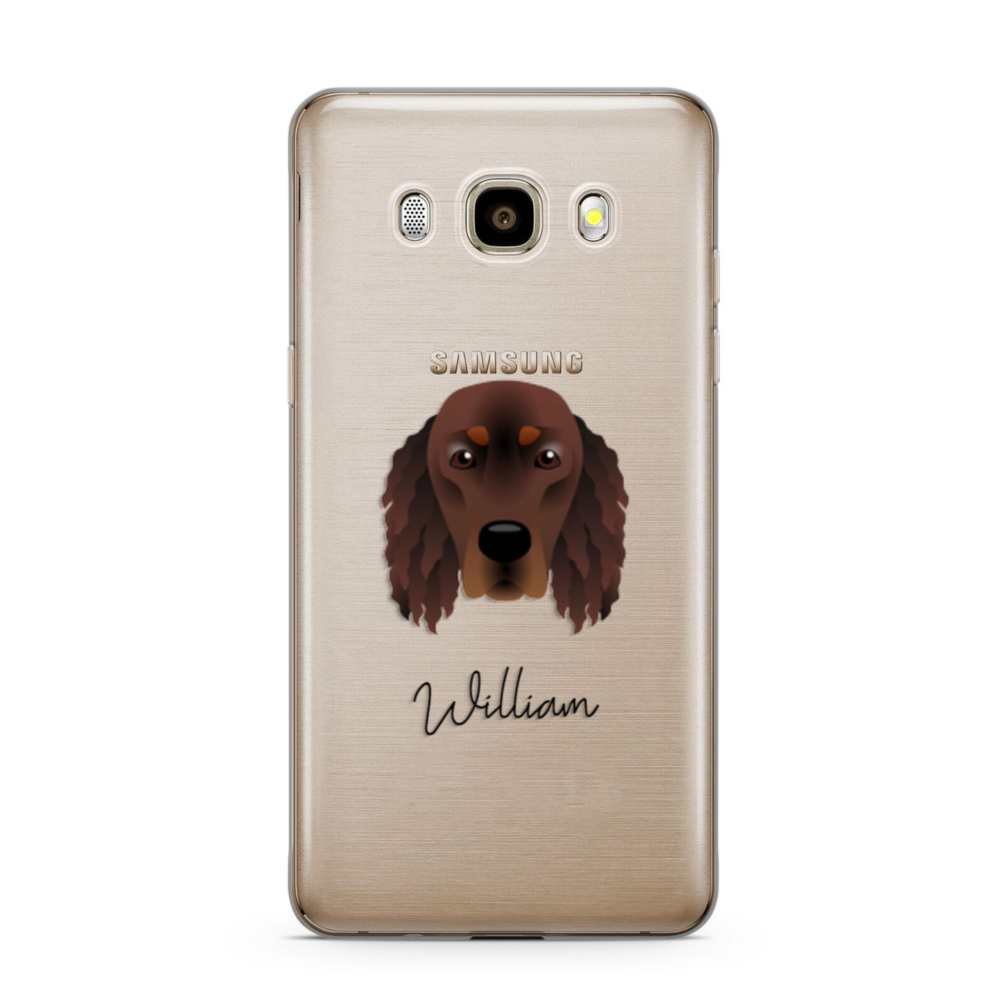 Gordon Setter Personalised Samsung Galaxy J7 2016 Case on gold phone