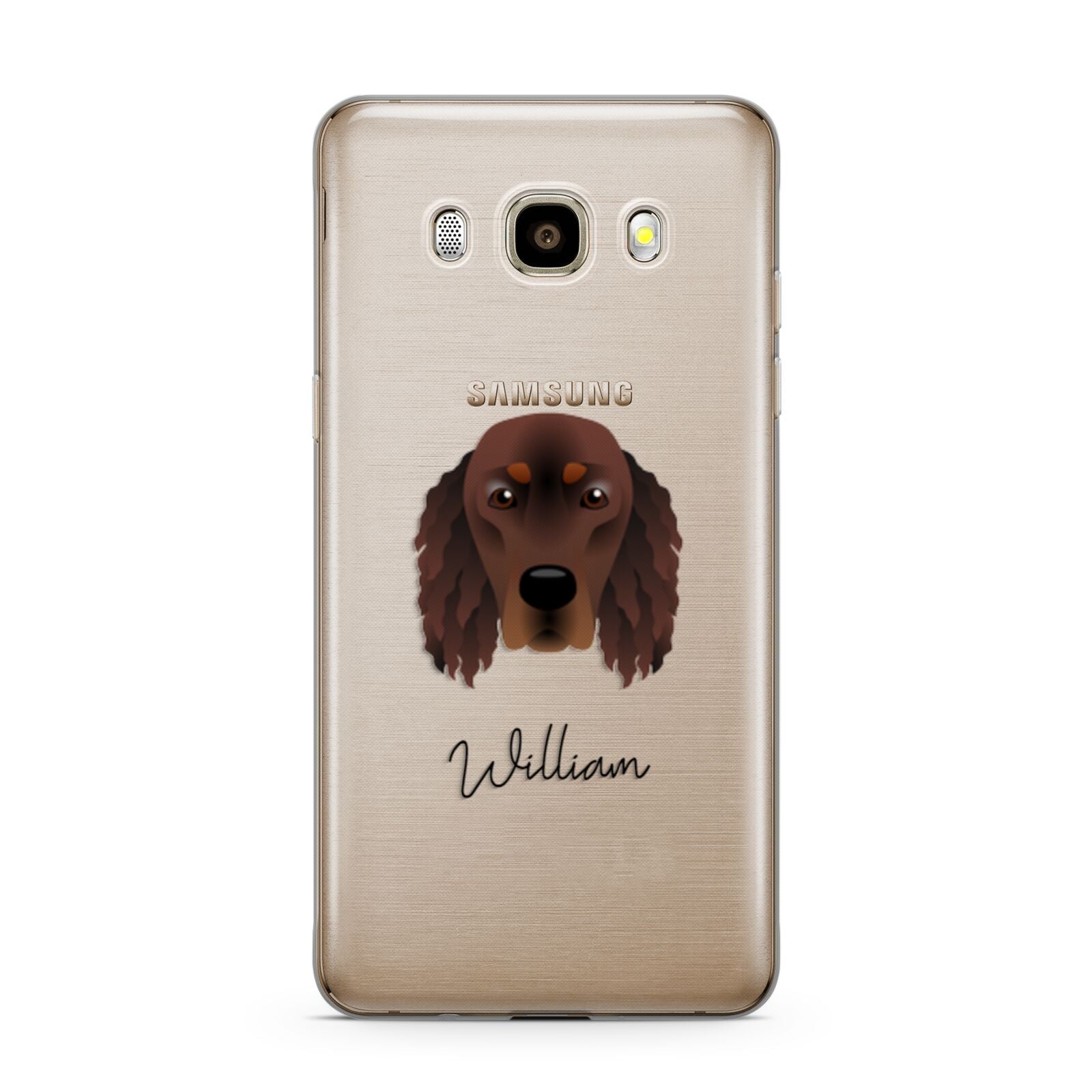 Gordon Setter Personalised Samsung Galaxy J7 2016 Case on gold phone