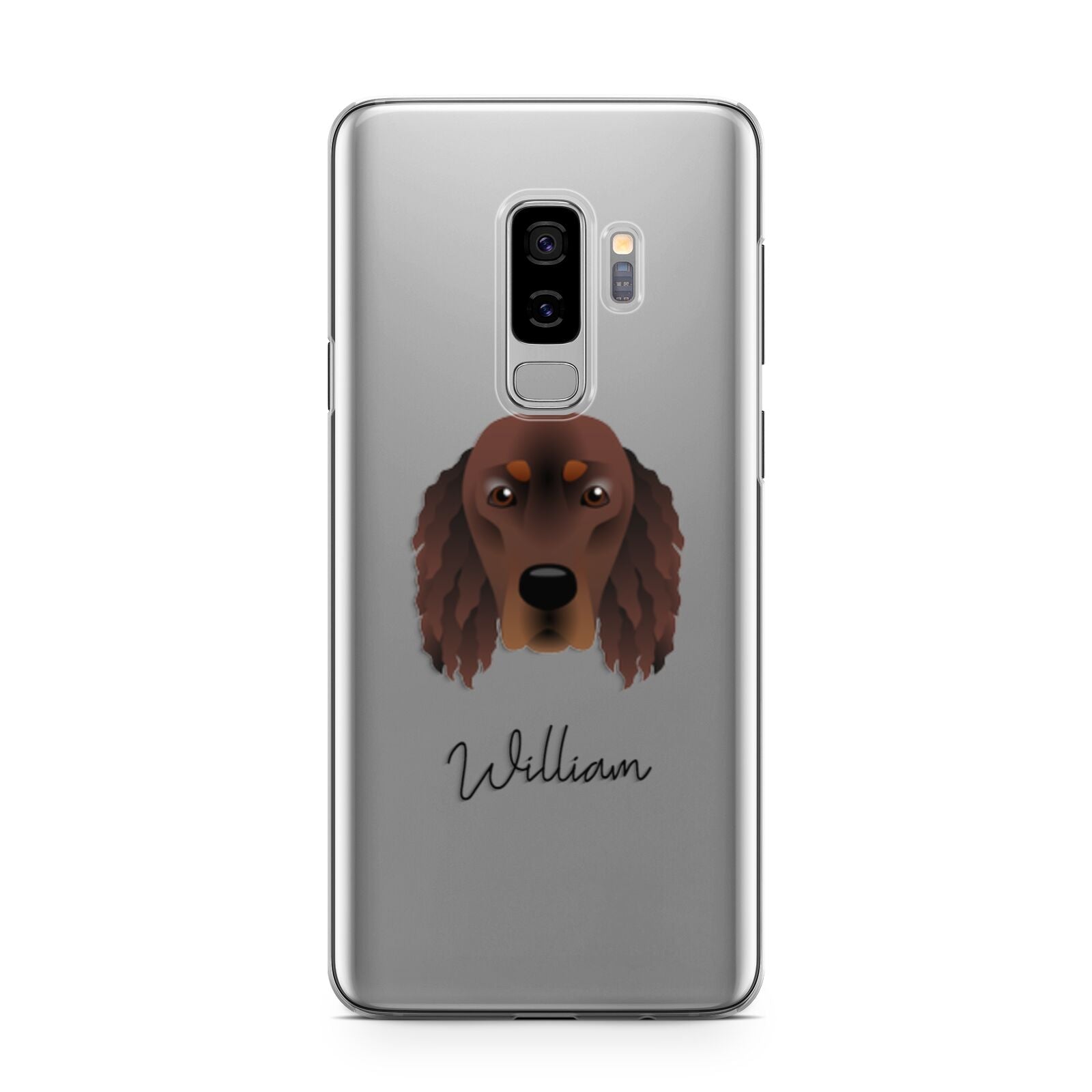 Gordon Setter Personalised Samsung Galaxy S9 Plus Case on Silver phone