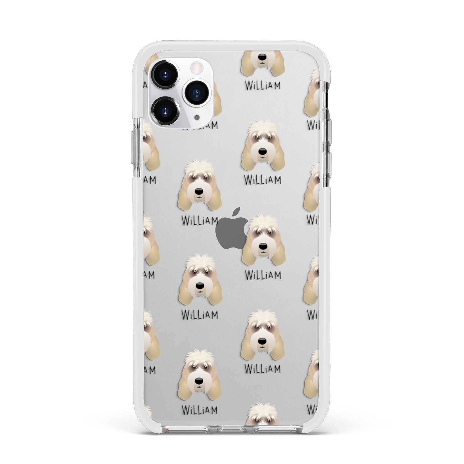 Grand Basset Griffon Vendeen Icon with Name Apple iPhone 11 Pro Max in Silver with White Impact Case