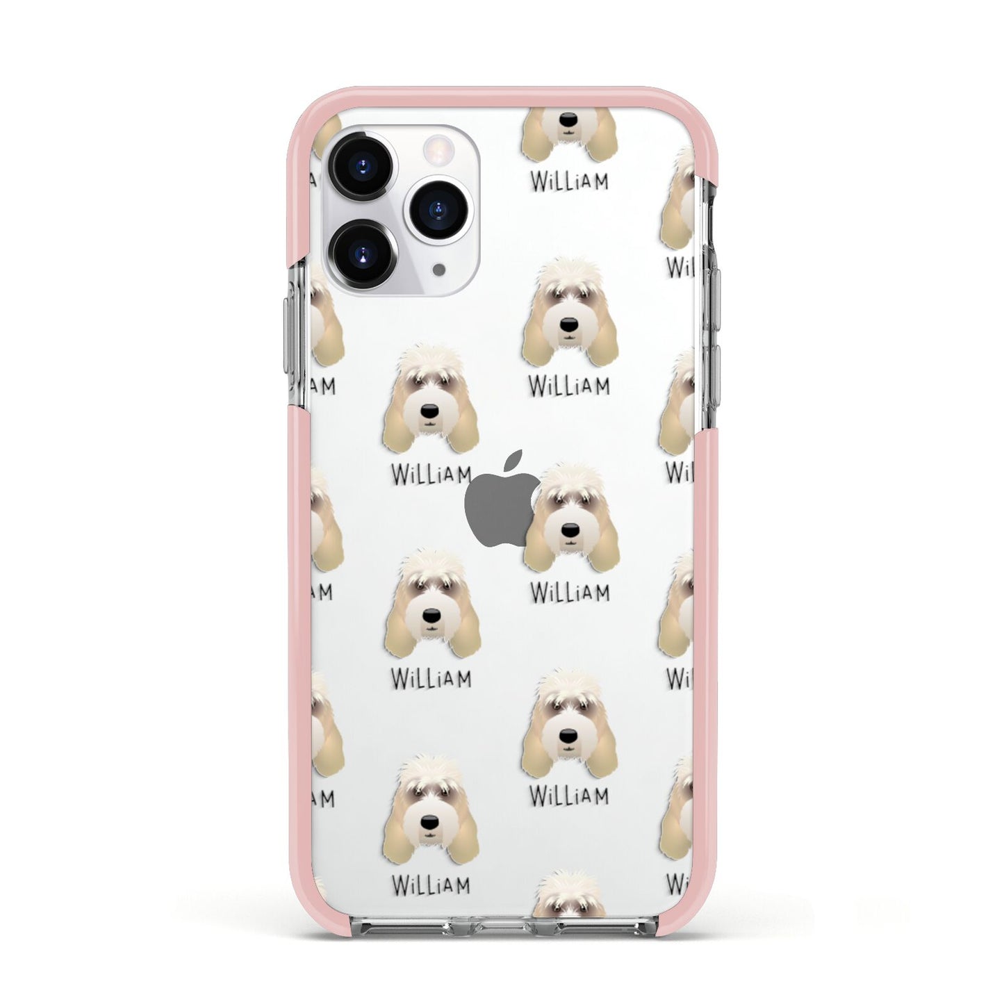 Grand Basset Griffon Vendeen Icon with Name Apple iPhone 11 Pro in Silver with Pink Impact Case