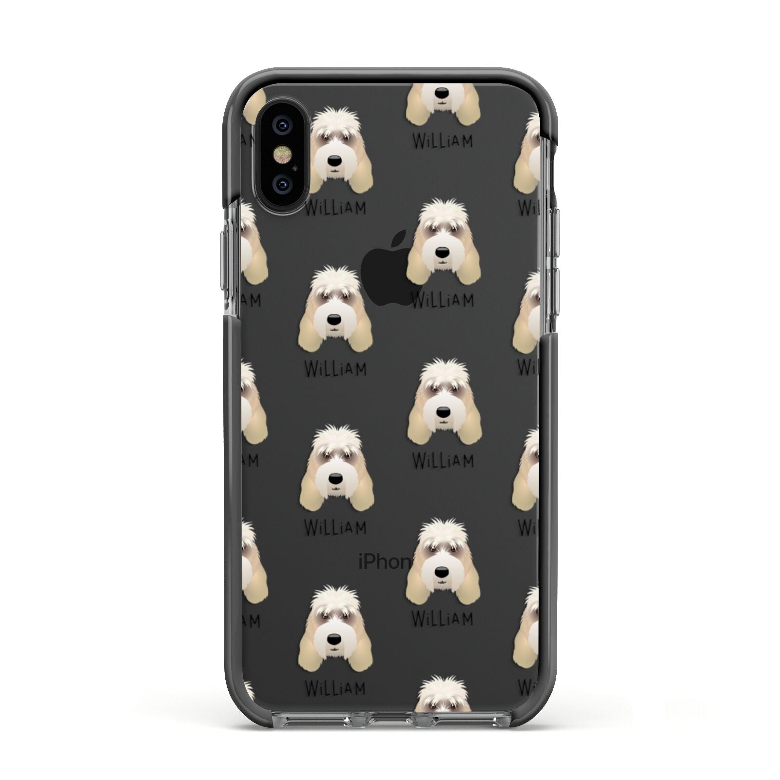 Grand Basset Griffon Vendeen Icon with Name Apple iPhone Xs Impact Case Black Edge on Black Phone