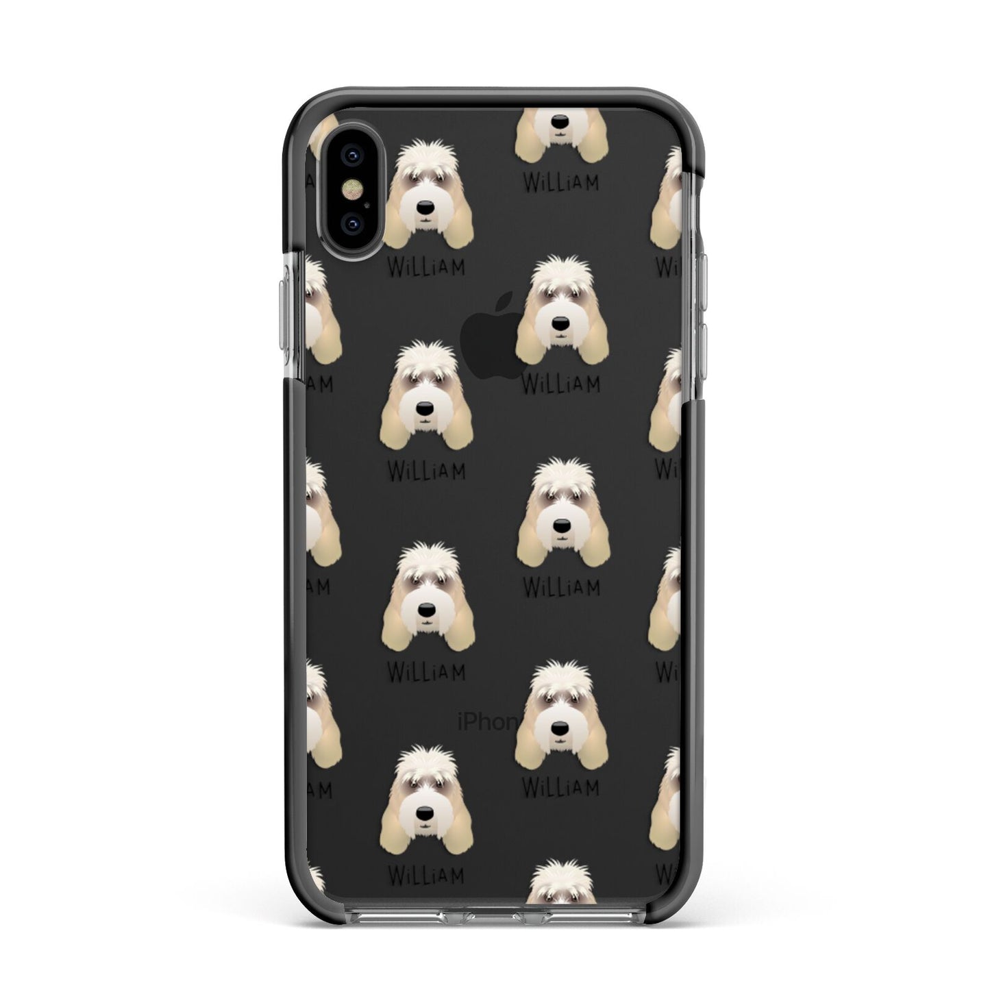 Grand Basset Griffon Vendeen Icon with Name Apple iPhone Xs Max Impact Case Black Edge on Black Phone