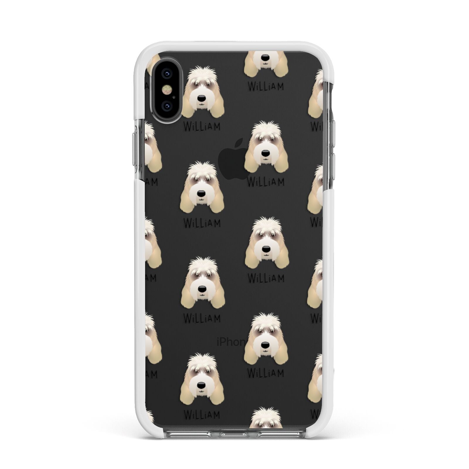 Grand Basset Griffon Vendeen Icon with Name Apple iPhone Xs Max Impact Case White Edge on Black Phone