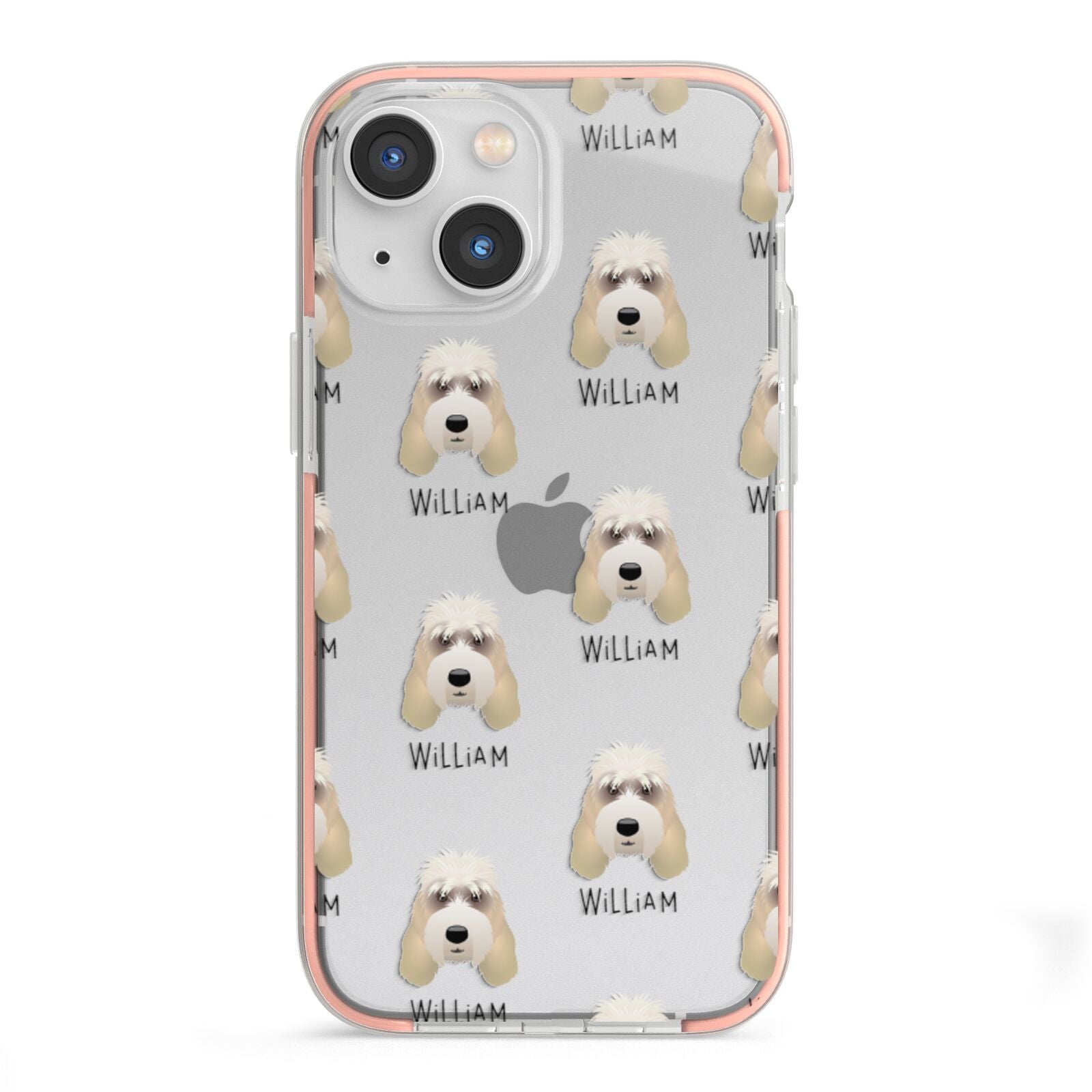 Grand Basset Griffon Vendeen Icon with Name iPhone 13 Mini TPU Impact Case with Pink Edges