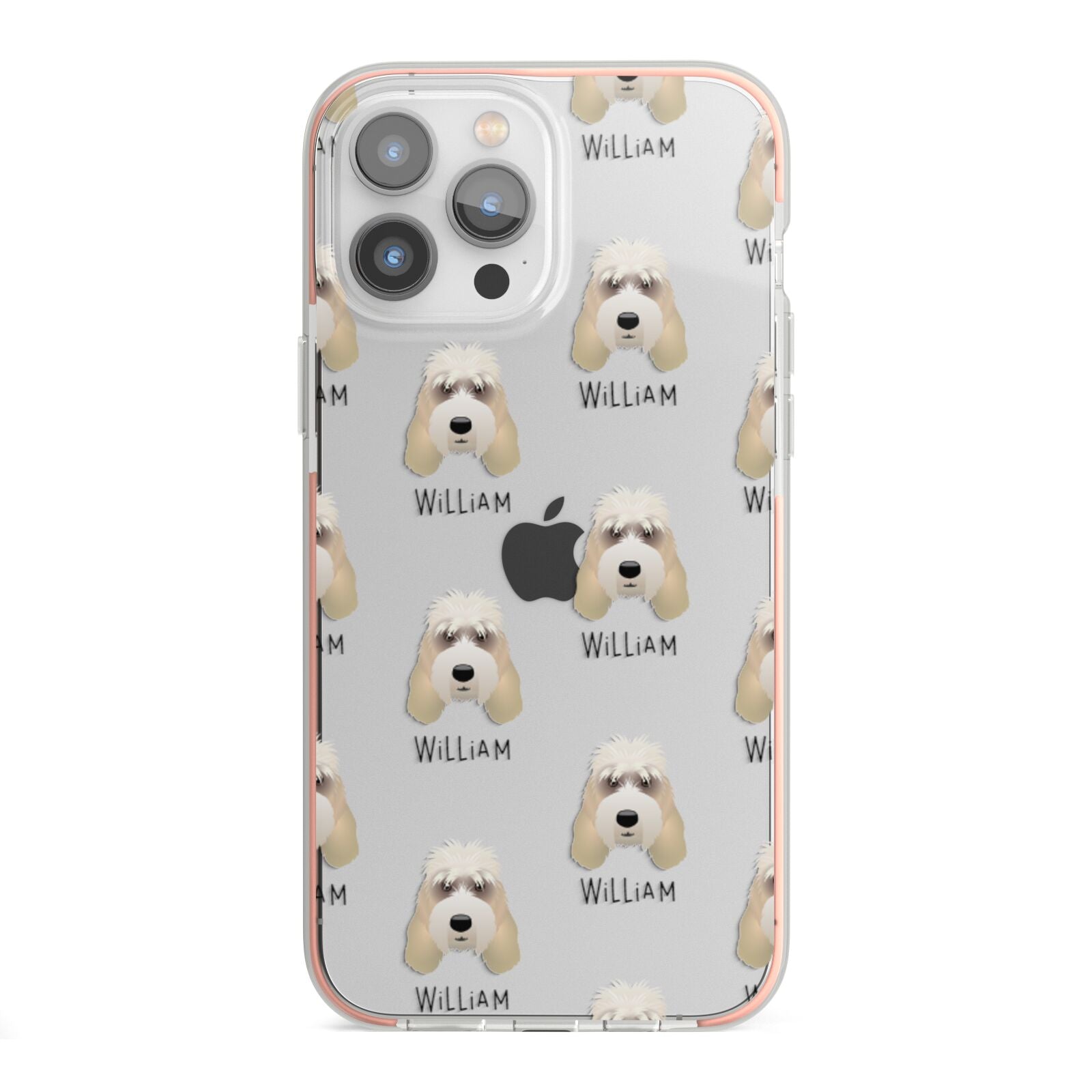 Grand Basset Griffon Vendeen Icon with Name iPhone 13 Pro Max TPU Impact Case with Pink Edges