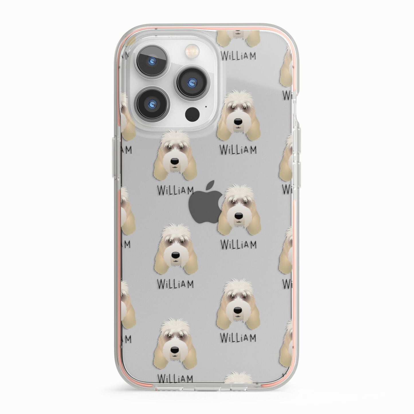 Grand Basset Griffon Vendeen Icon with Name iPhone 13 Pro TPU Impact Case with Pink Edges