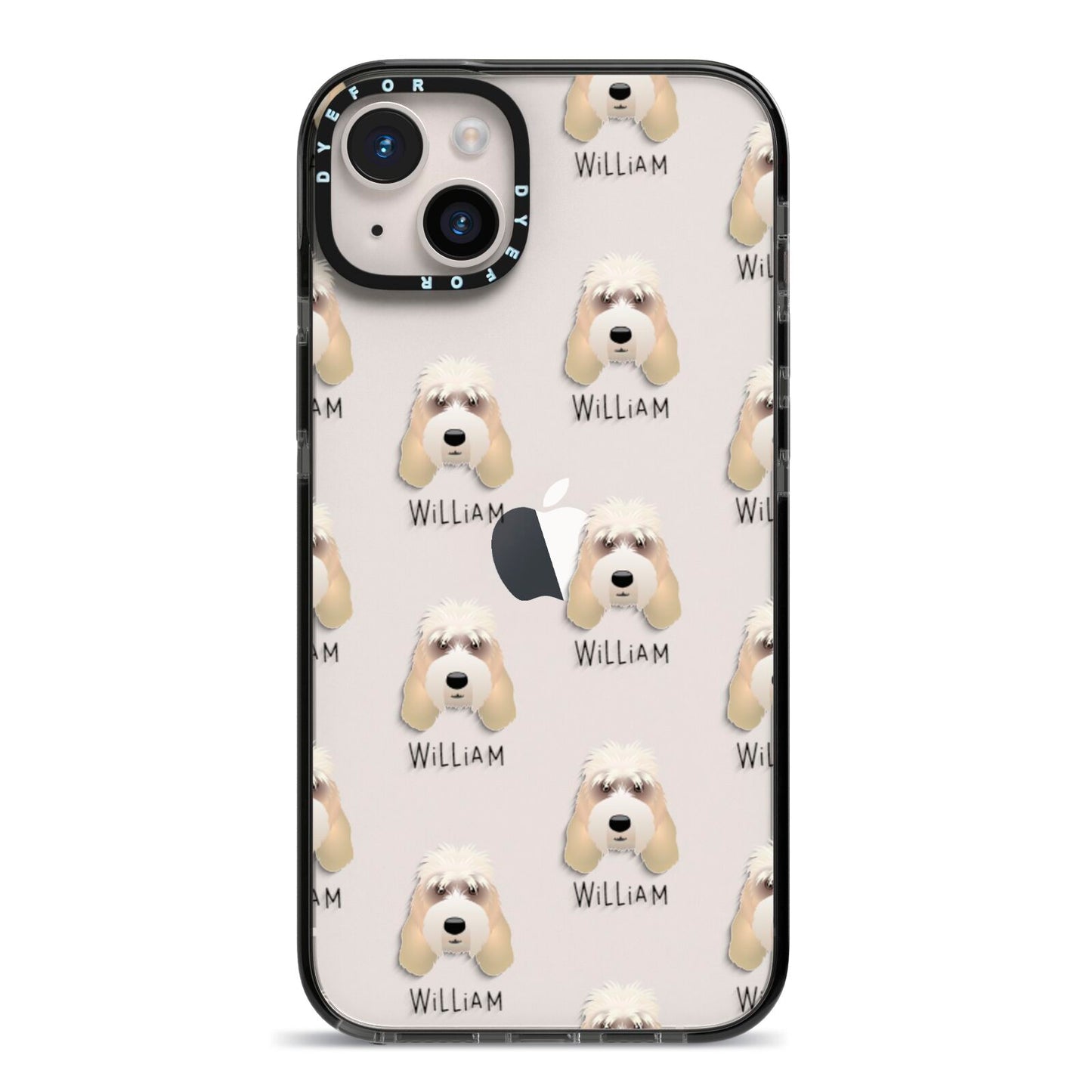 Grand Basset Griffon Vendeen Icon with Name iPhone 14 Plus Black Impact Case on Silver phone