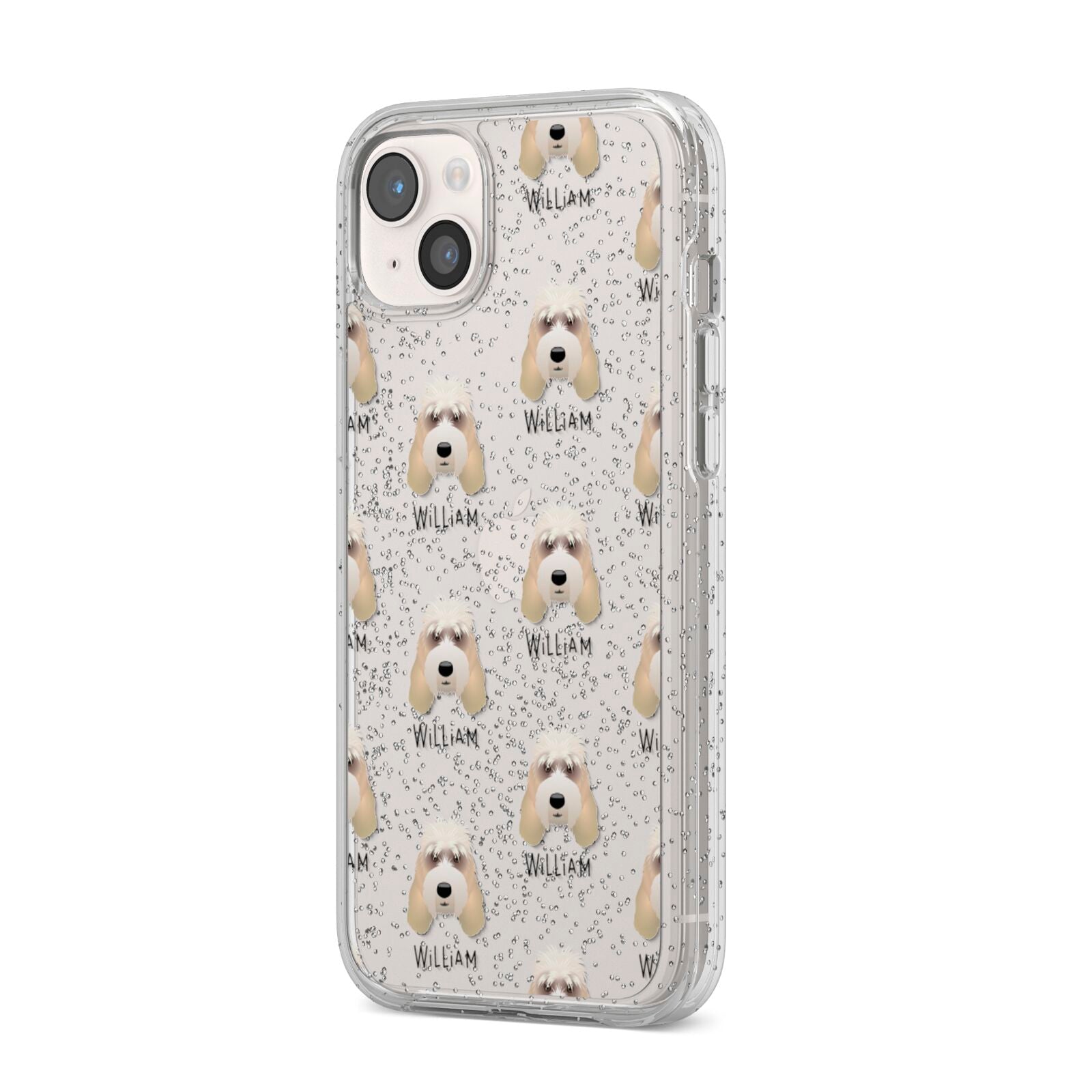 Grand Basset Griffon Vendeen Icon with Name iPhone 14 Plus Glitter Tough Case Starlight Angled Image