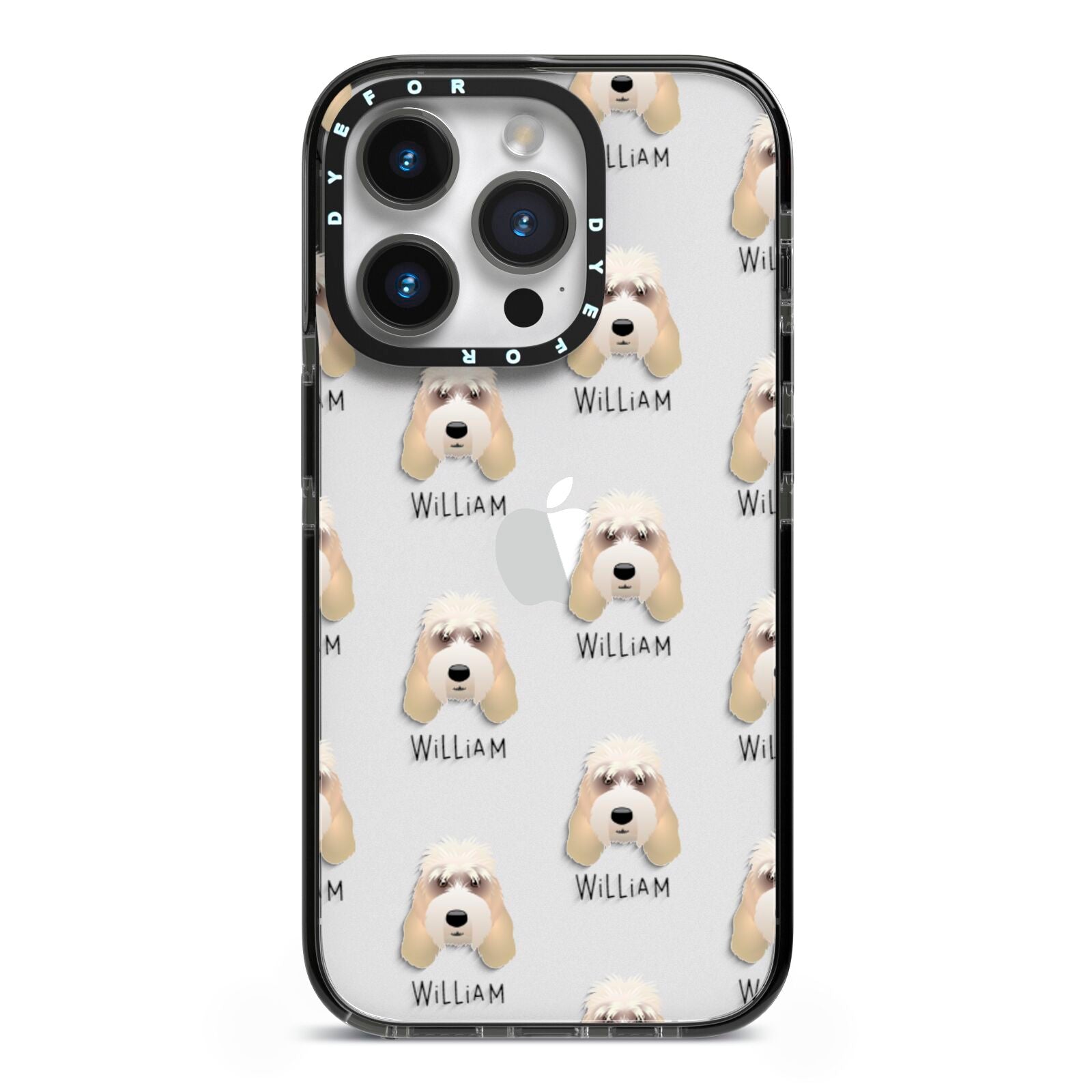 Grand Basset Griffon Vendeen Icon with Name iPhone 14 Pro Black Impact Case on Silver phone