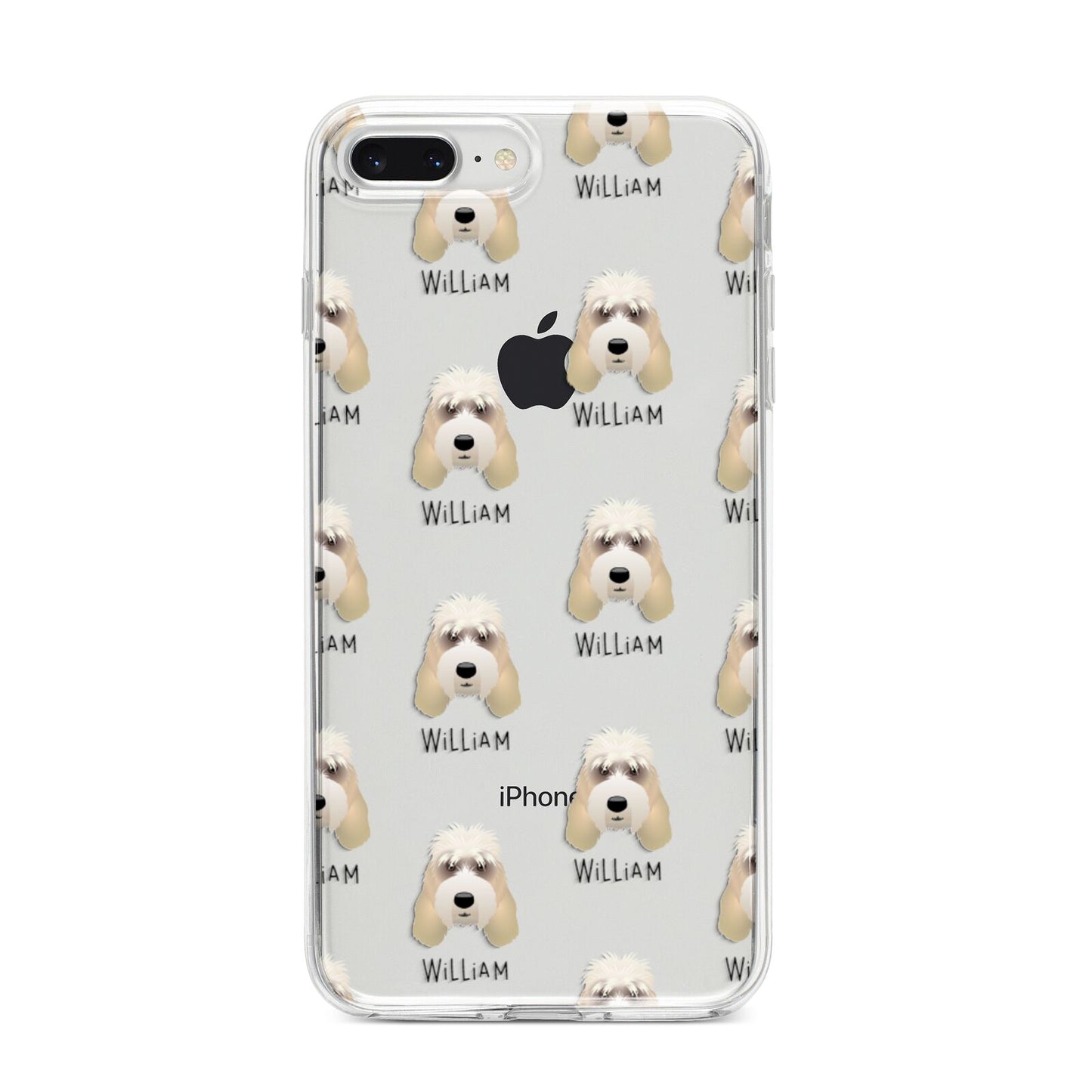 Grand Basset Griffon Vendeen Icon with Name iPhone 8 Plus Bumper Case on Silver iPhone