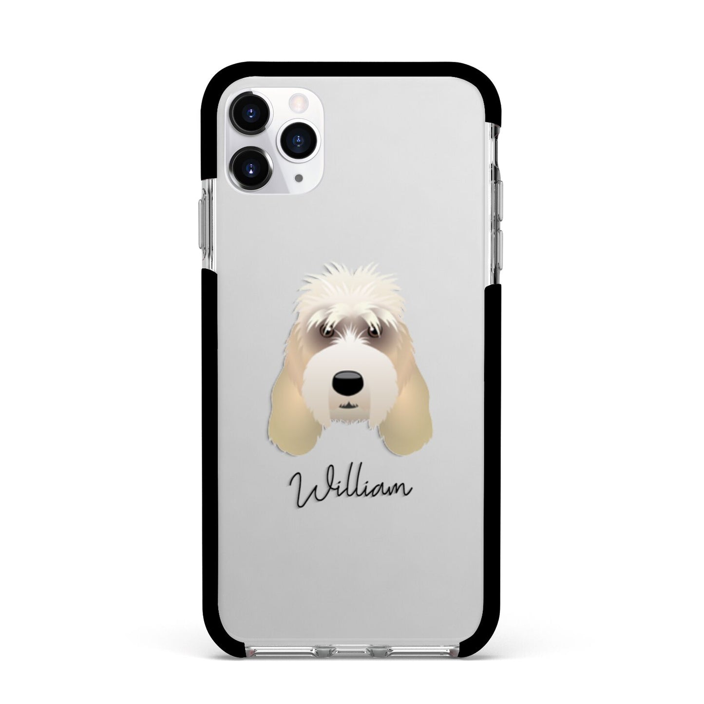 Grand Basset Griffon Vendeen Personalised Apple iPhone 11 Pro Max in Silver with Black Impact Case