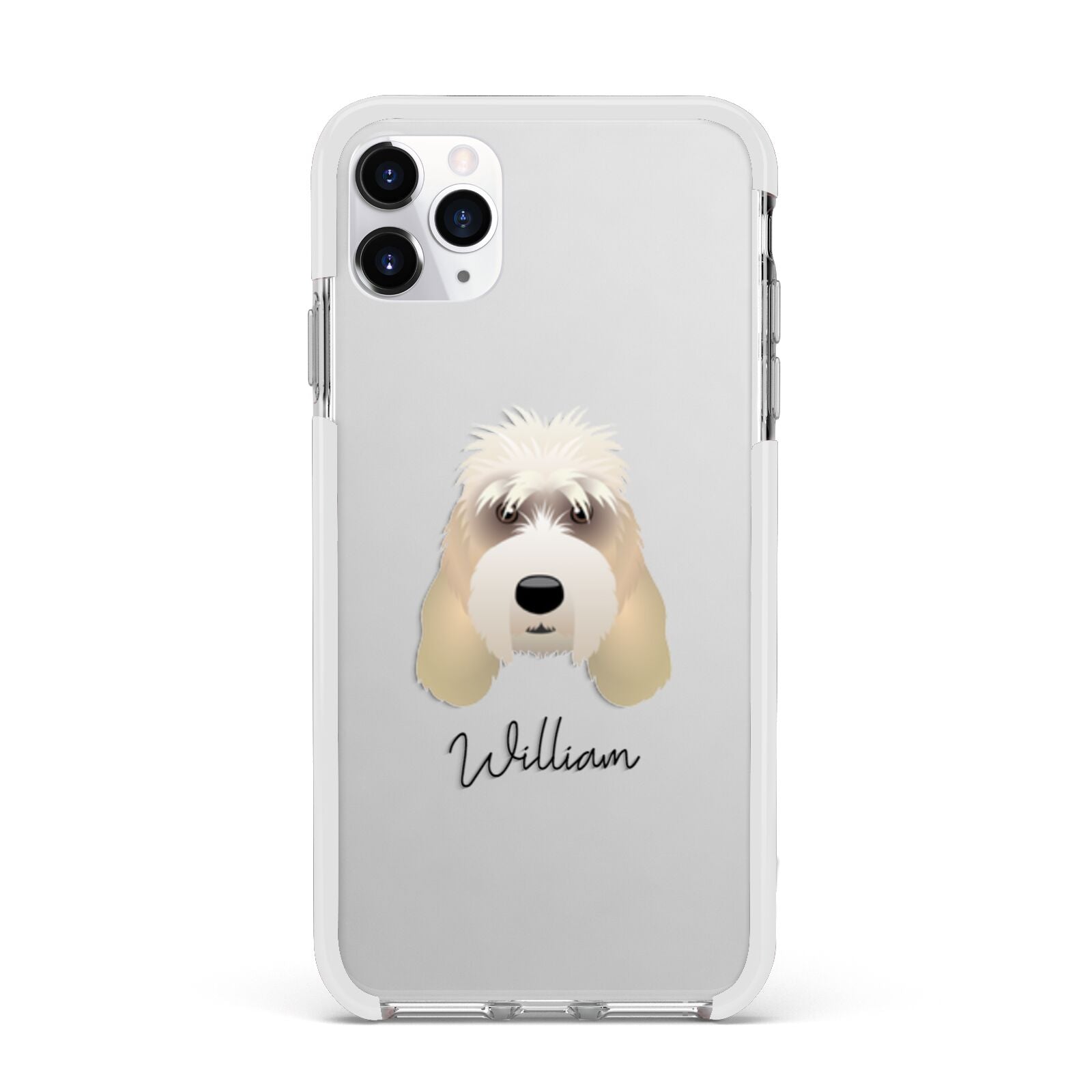 Grand Basset Griffon Vendeen Personalised Apple iPhone 11 Pro Max in Silver with White Impact Case