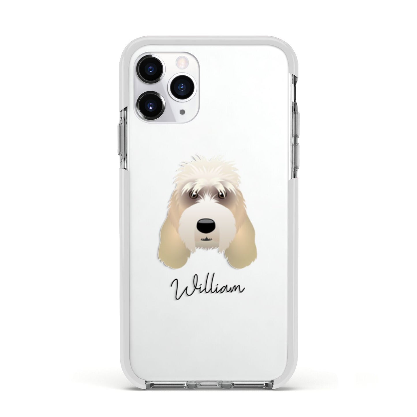 Grand Basset Griffon Vendeen Personalised Apple iPhone 11 Pro in Silver with White Impact Case