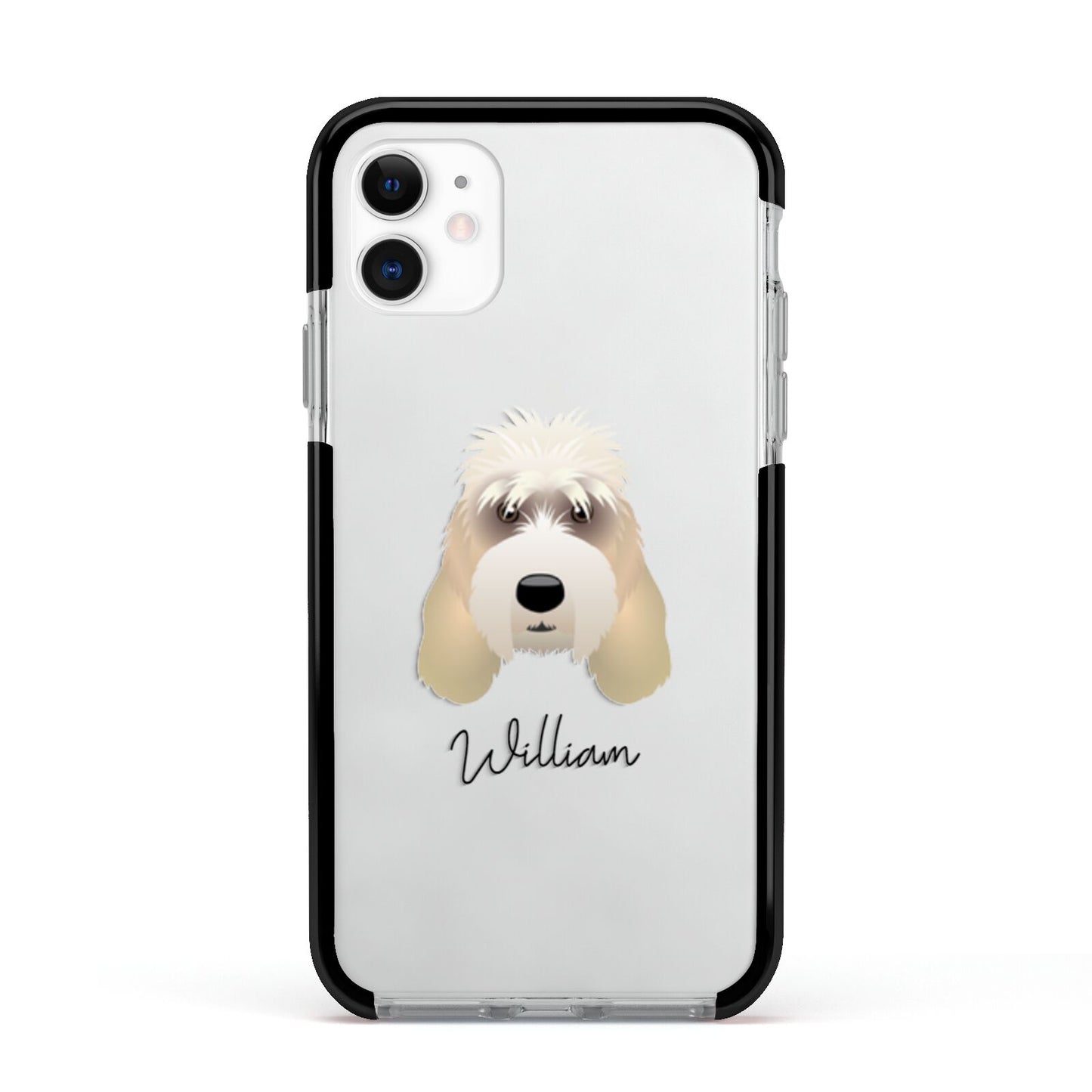 Grand Basset Griffon Vendeen Personalised Apple iPhone 11 in White with Black Impact Case