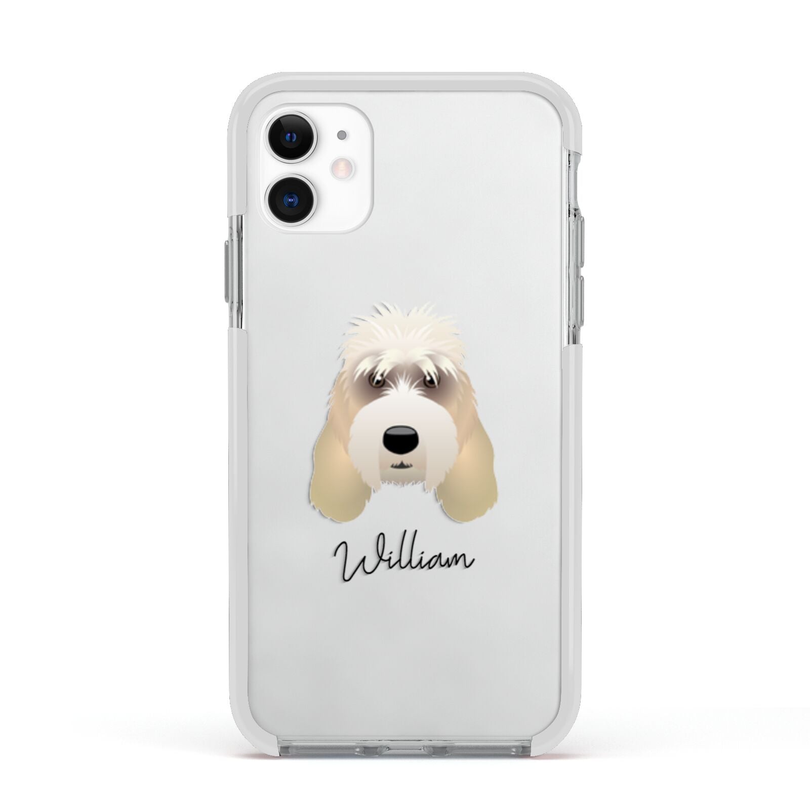 Grand Basset Griffon Vendeen Personalised Apple iPhone 11 in White with White Impact Case