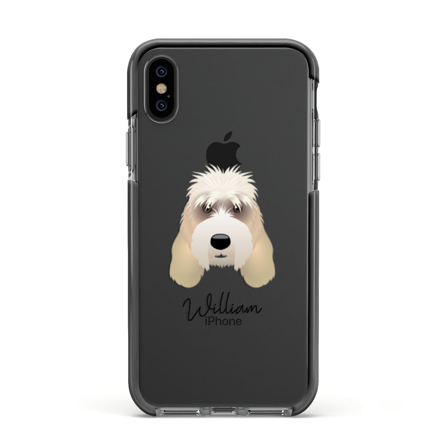 Grand Basset Griffon Vendeen Personalised Apple iPhone Xs Impact Case Black Edge on Black Phone