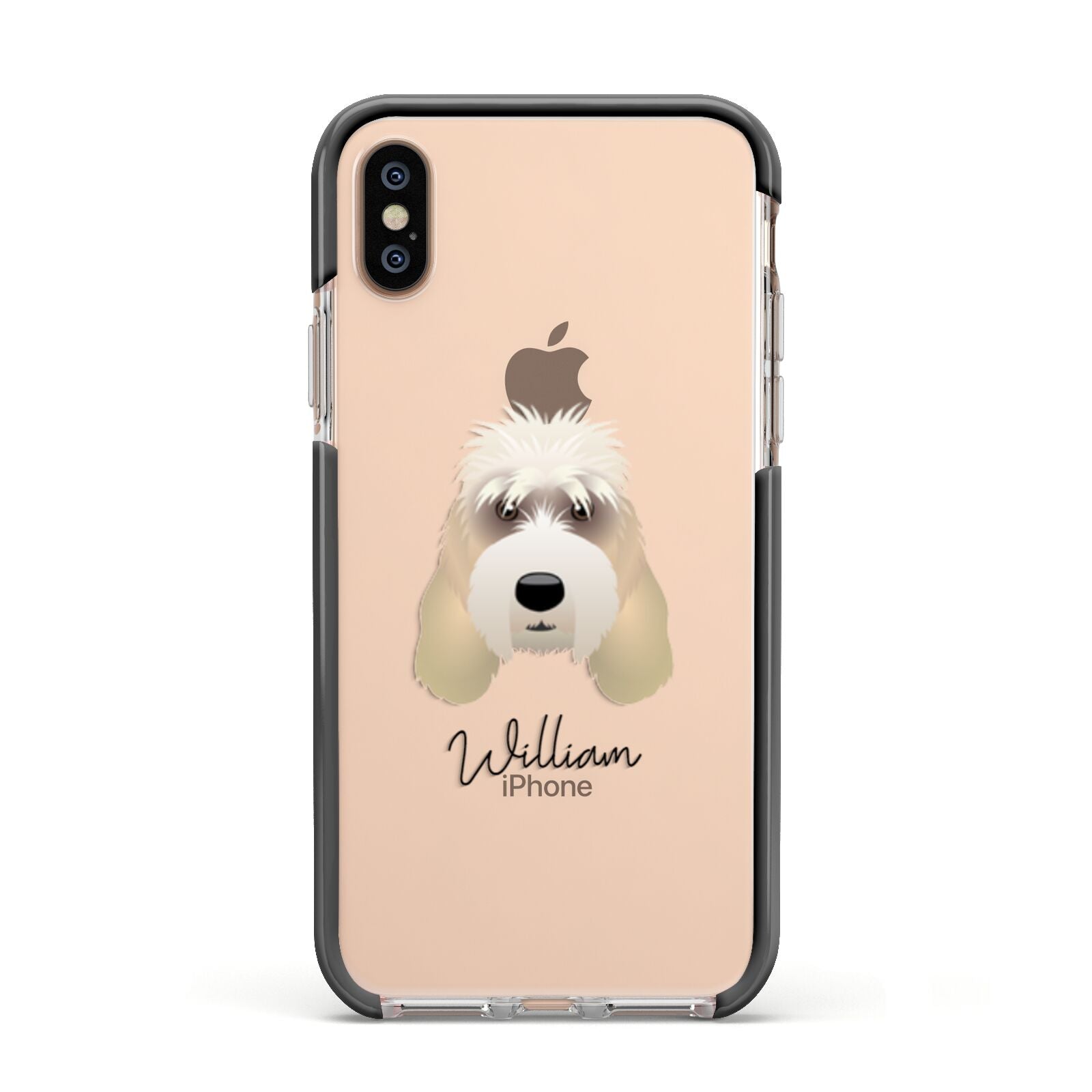 Grand Basset Griffon Vendeen Personalised Apple iPhone Xs Impact Case Black Edge on Gold Phone