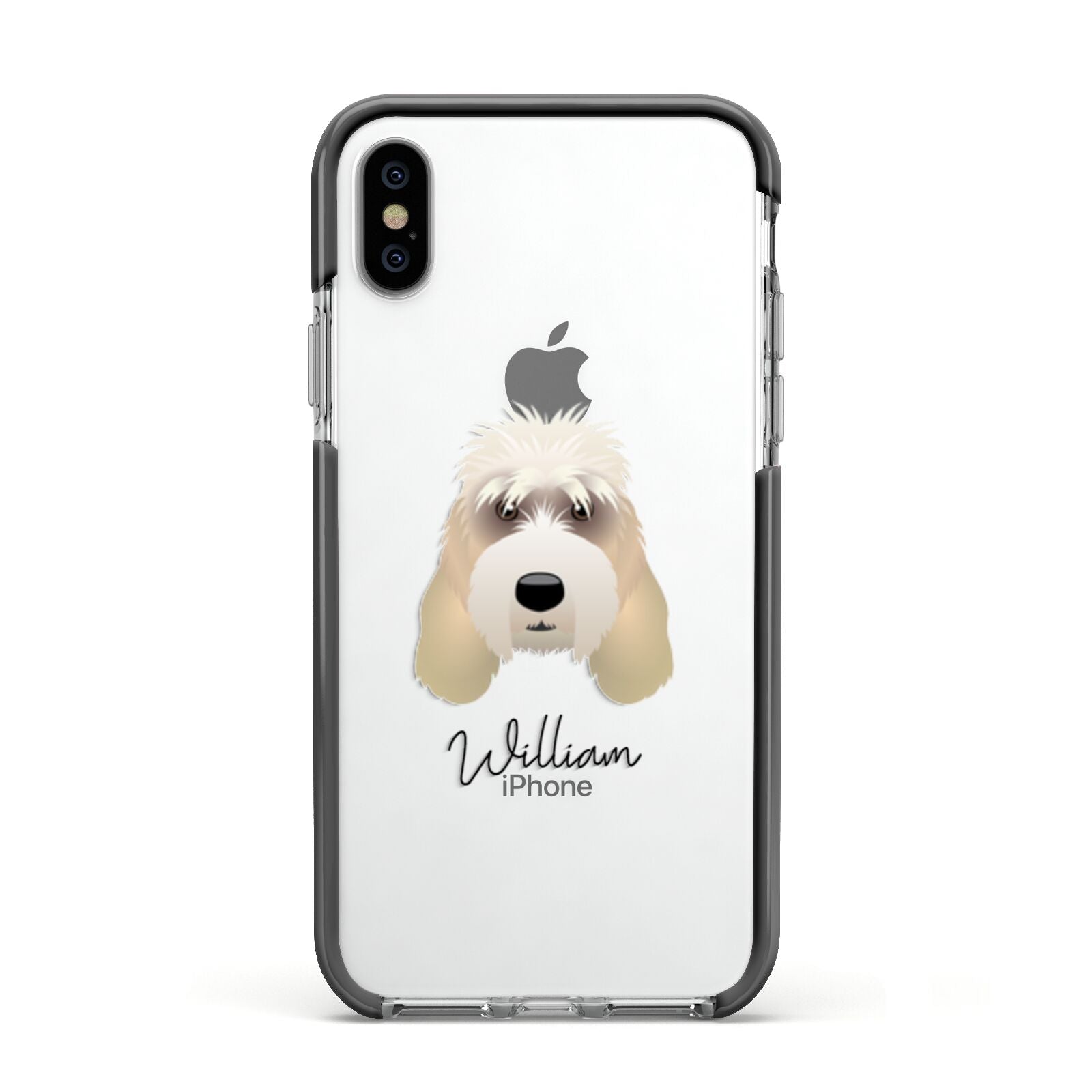 Grand Basset Griffon Vendeen Personalised Apple iPhone Xs Impact Case Black Edge on Silver Phone