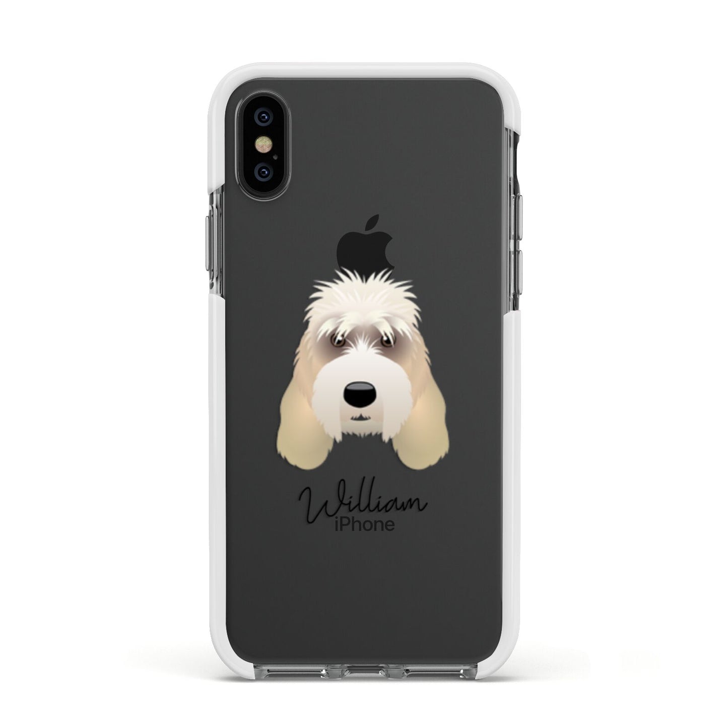 Grand Basset Griffon Vendeen Personalised Apple iPhone Xs Impact Case White Edge on Black Phone