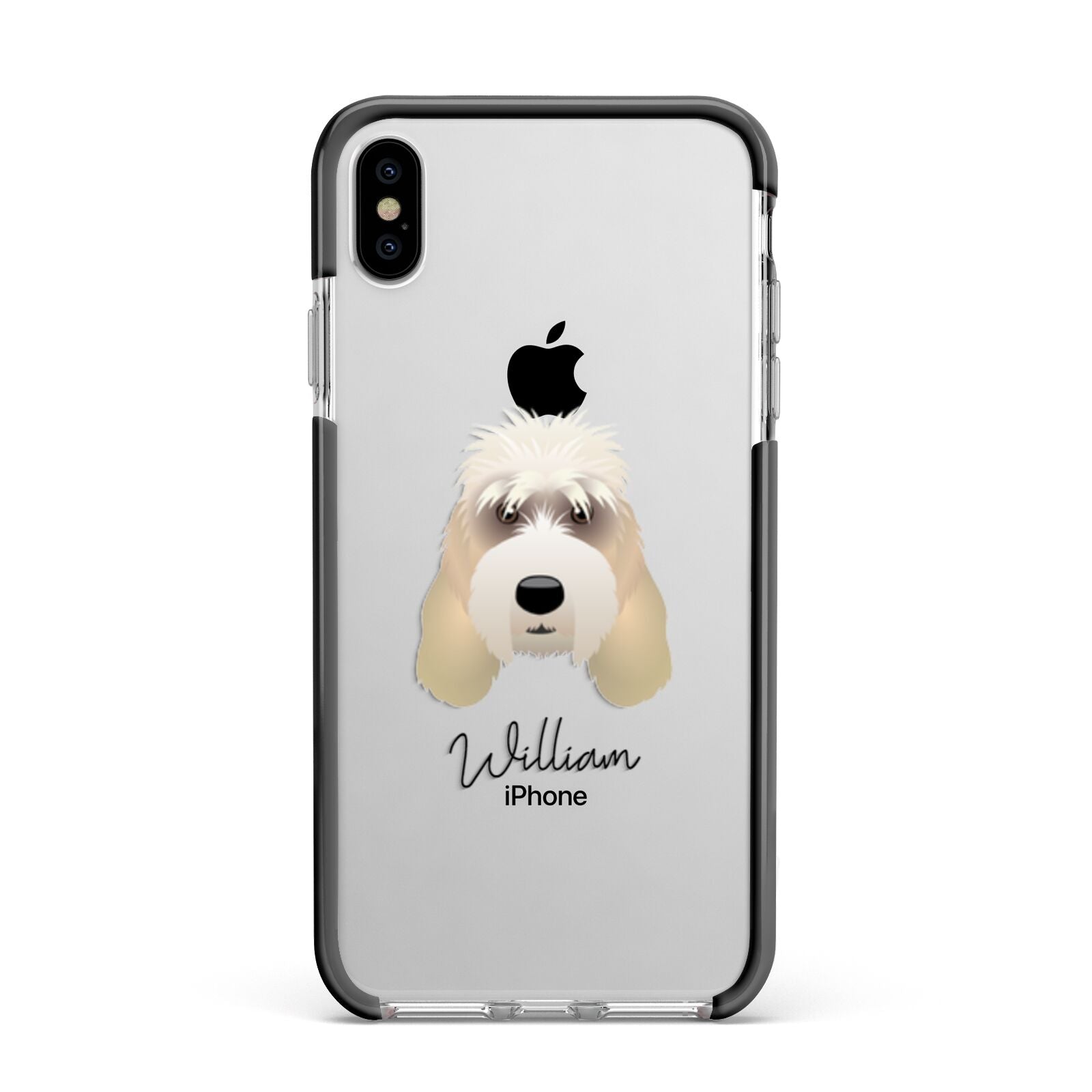 Grand Basset Griffon Vendeen Personalised Apple iPhone Xs Max Impact Case Black Edge on Silver Phone