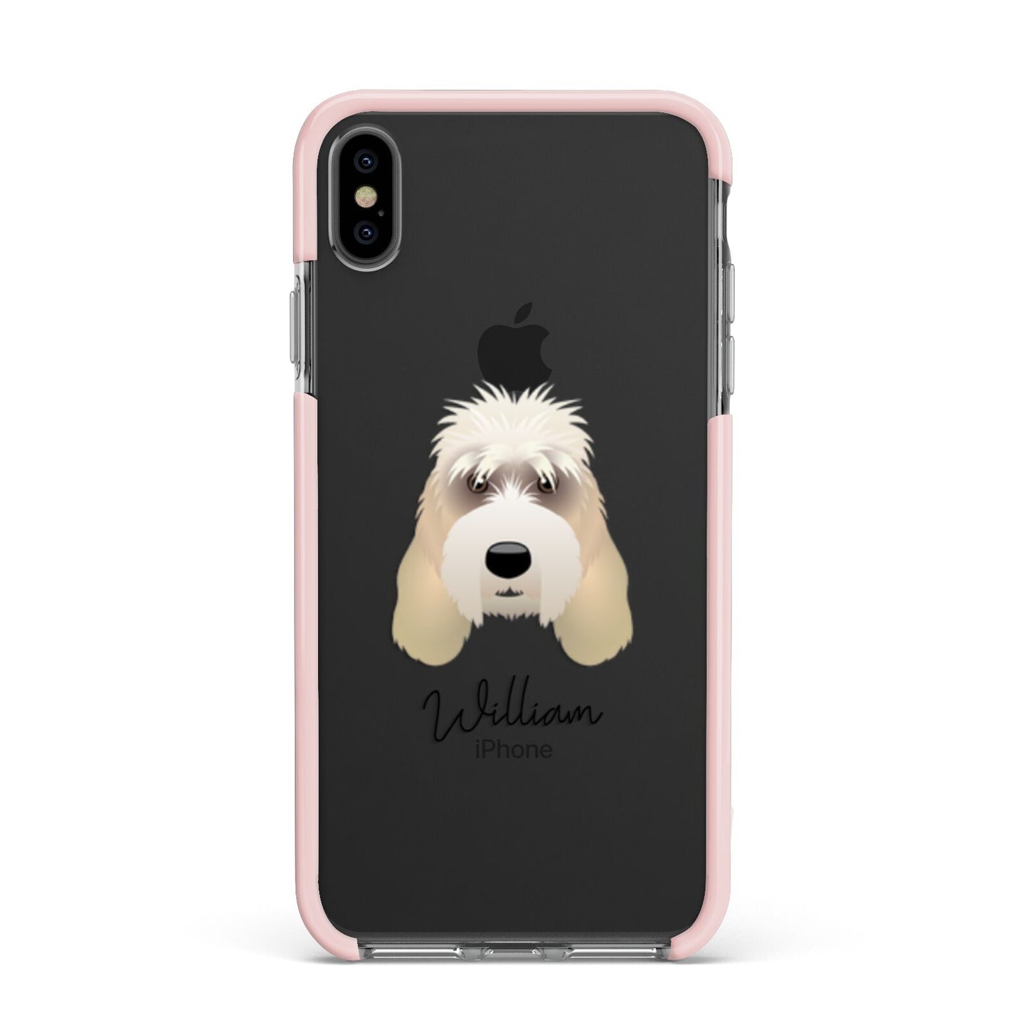 Grand Basset Griffon Vendeen Personalised Apple iPhone Xs Max Impact Case Pink Edge on Black Phone