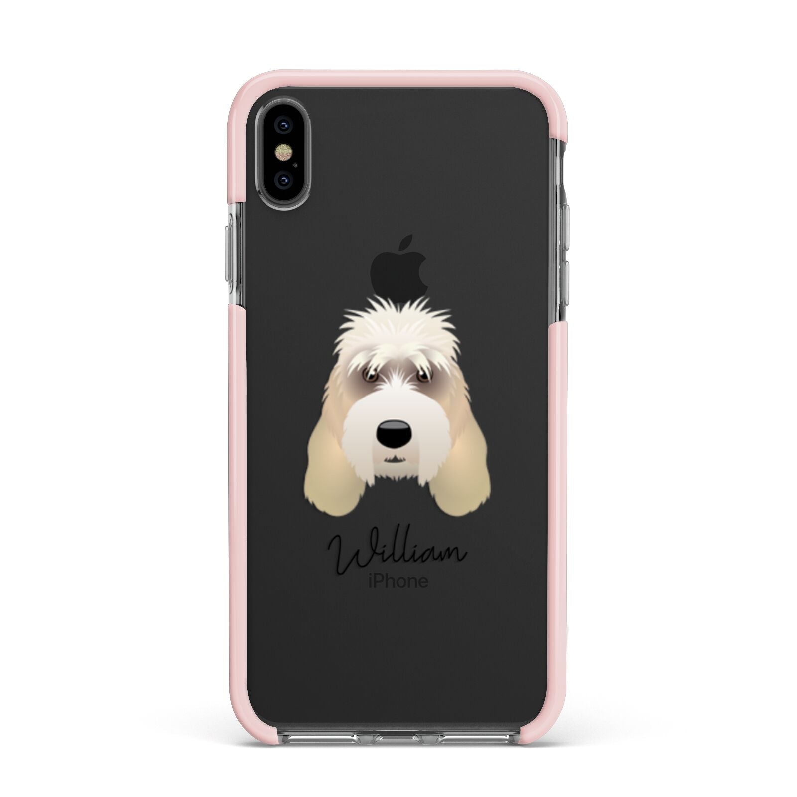 Grand Basset Griffon Vendeen Personalised Apple iPhone Xs Max Impact Case Pink Edge on Black Phone