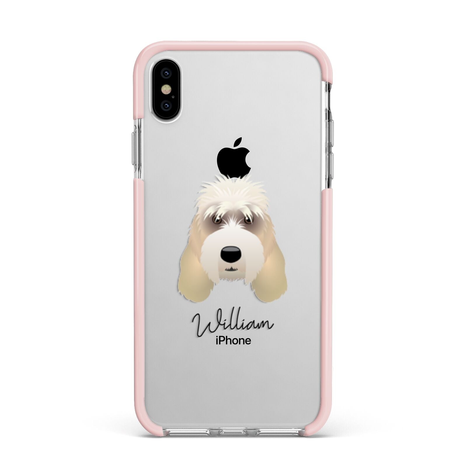 Grand Basset Griffon Vendeen Personalised Apple iPhone Xs Max Impact Case Pink Edge on Silver Phone