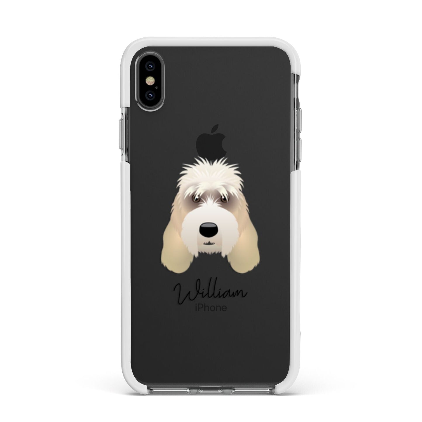 Grand Basset Griffon Vendeen Personalised Apple iPhone Xs Max Impact Case White Edge on Black Phone