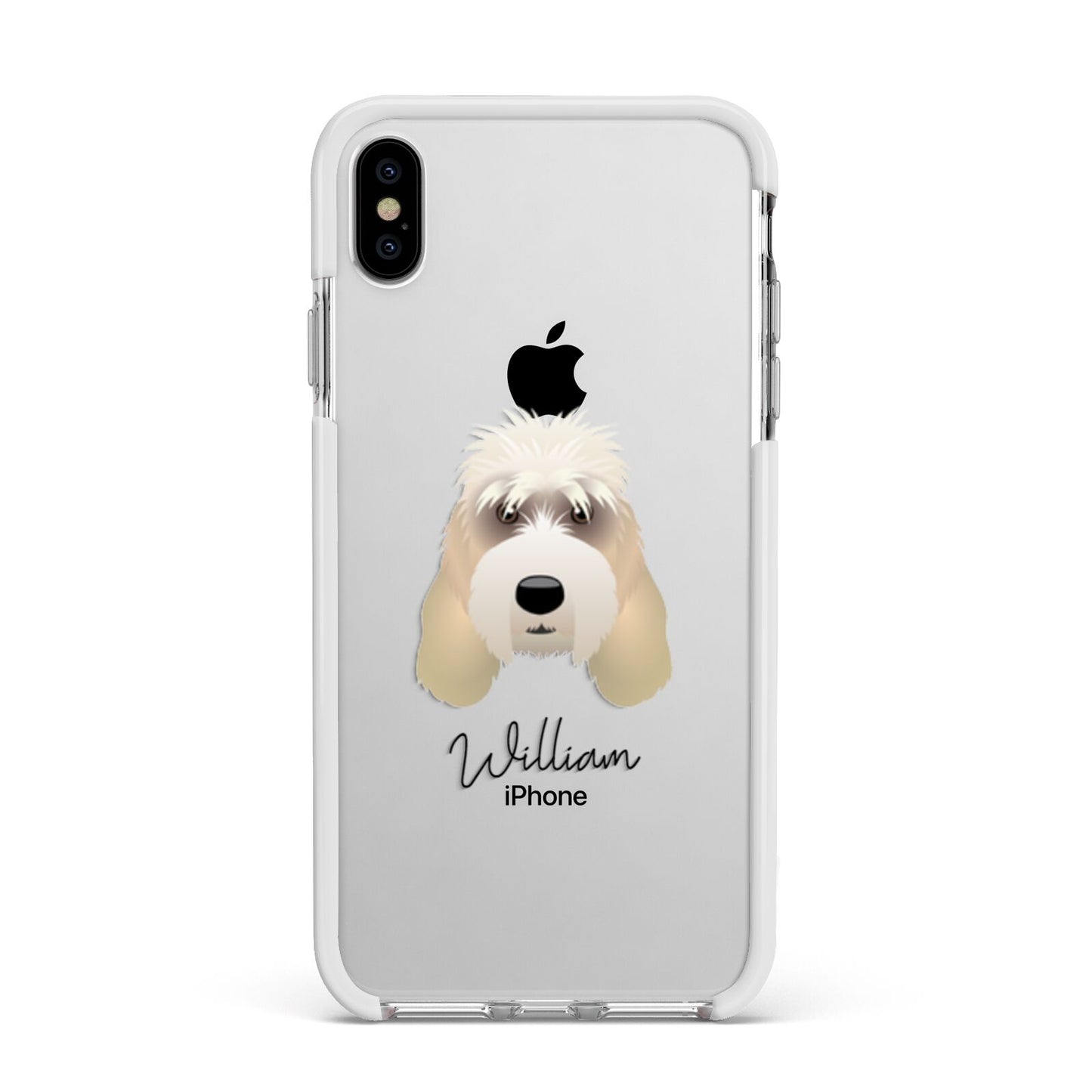 Grand Basset Griffon Vendeen Personalised Apple iPhone Xs Max Impact Case White Edge on Silver Phone