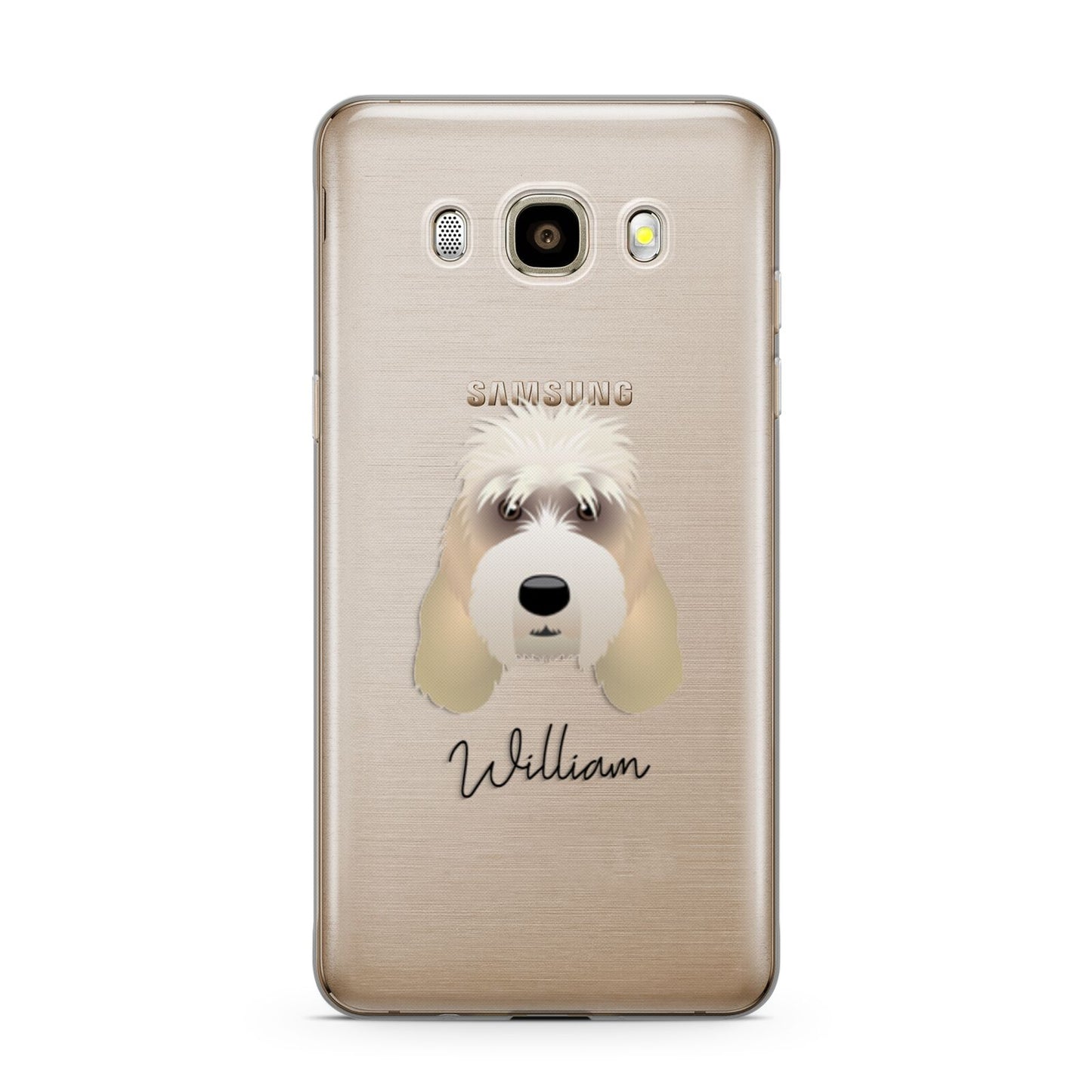 Grand Basset Griffon Vendeen Personalised Samsung Galaxy J7 2016 Case on gold phone