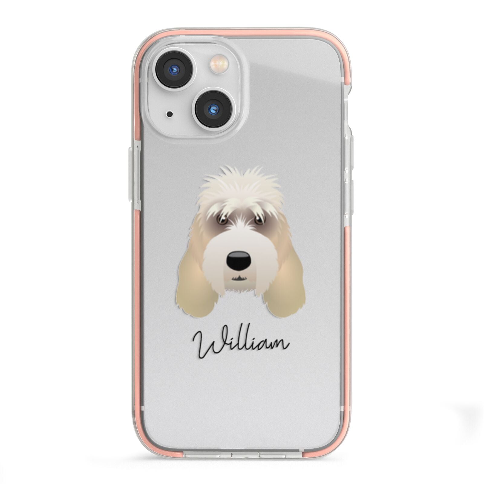 Grand Basset Griffon Vendeen Personalised iPhone 13 Mini TPU Impact Case with Pink Edges