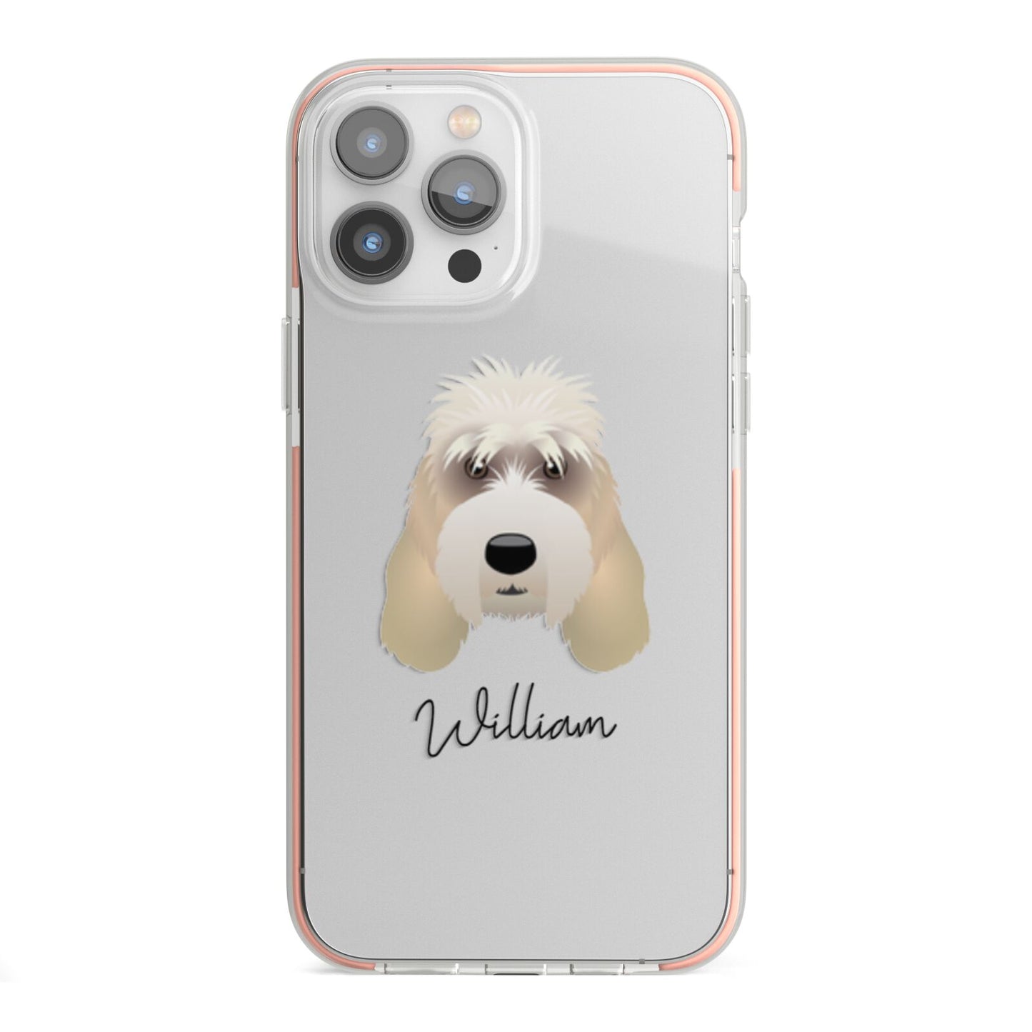 Grand Basset Griffon Vendeen Personalised iPhone 13 Pro Max TPU Impact Case with Pink Edges