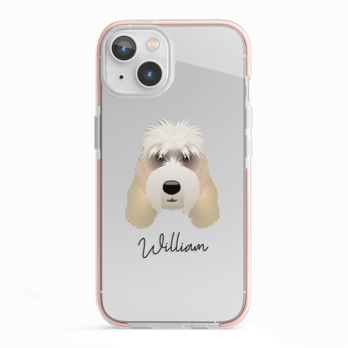 Grand Basset Griffon Vendeen Personalised iPhone 13 TPU Impact Case with Pink Edges