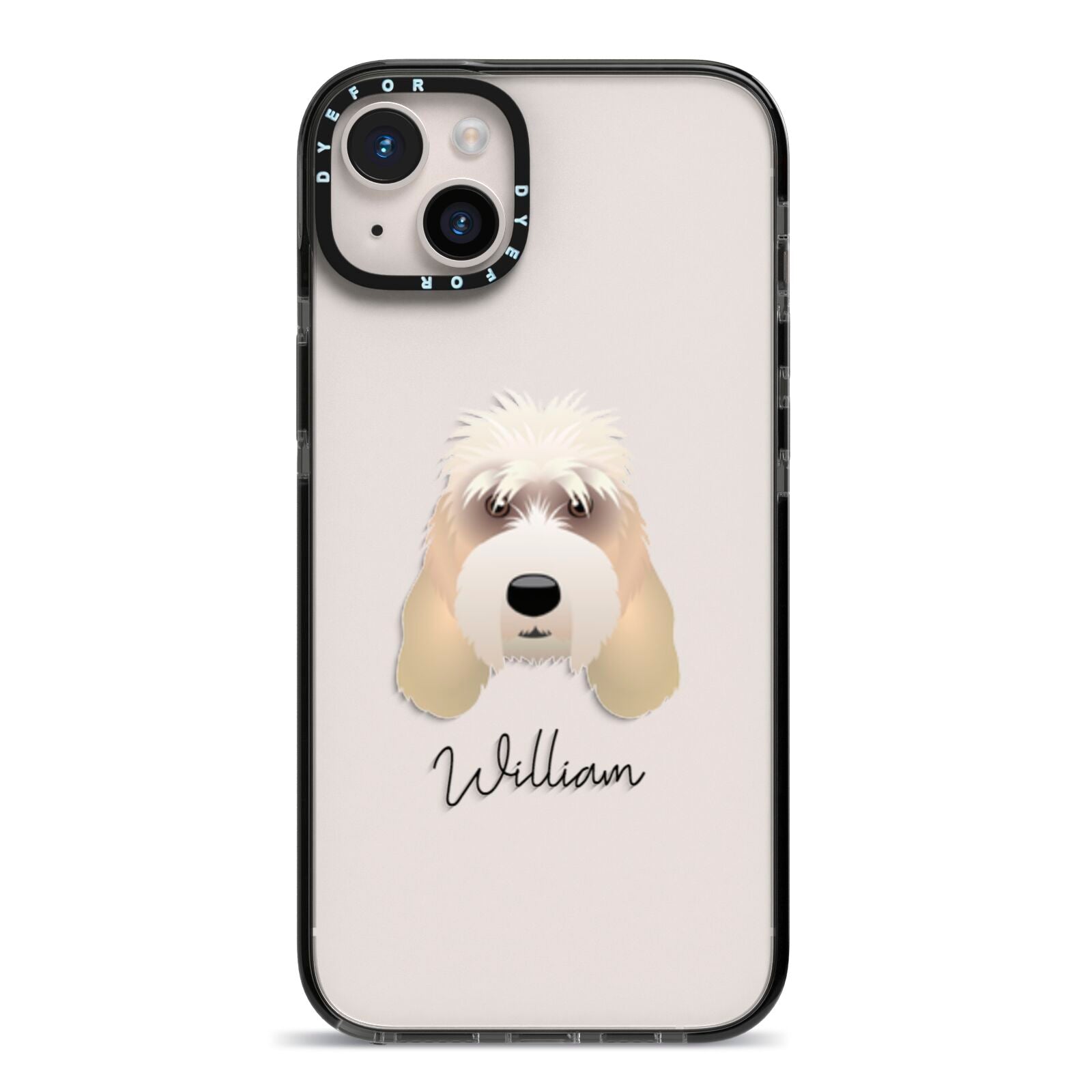 Grand Basset Griffon Vendeen Personalised iPhone 14 Plus Black Impact Case on Silver phone