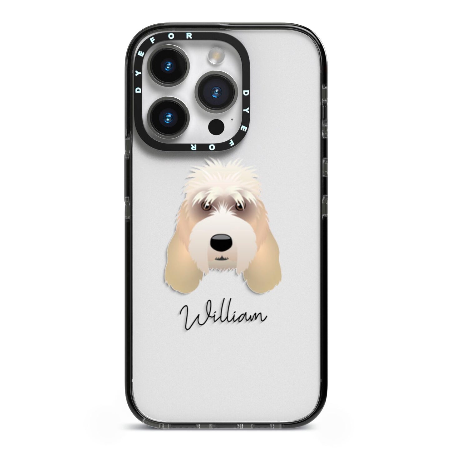 Grand Basset Griffon Vendeen Personalised iPhone 14 Pro Black Impact Case on Silver phone