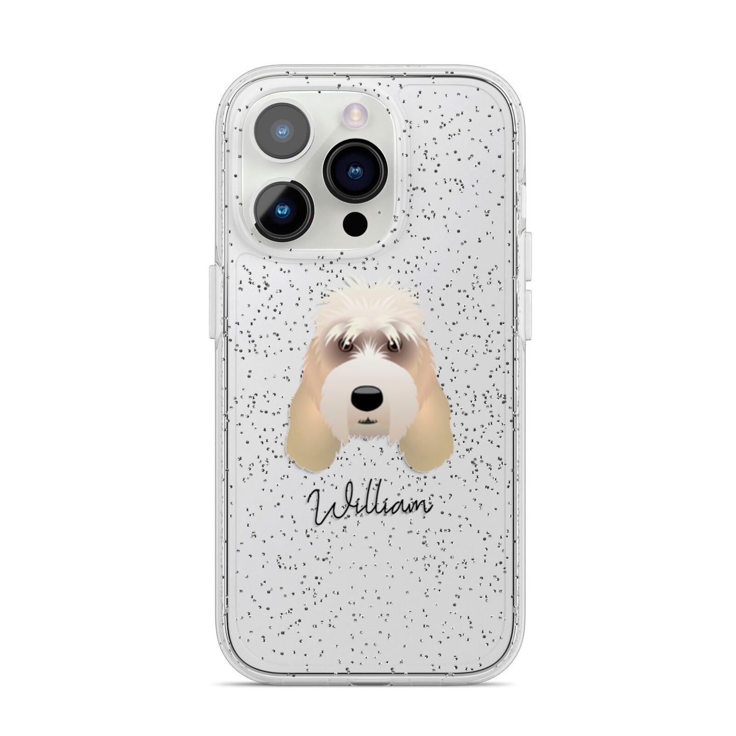 Grand Basset Griffon Vendeen Personalised iPhone 14 Pro Glitter Tough Case Silver