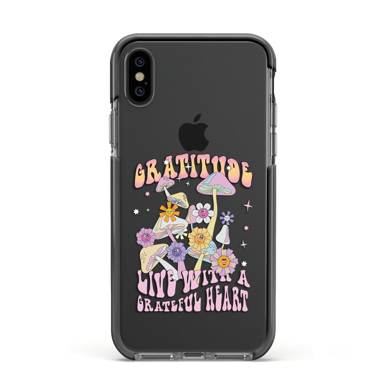 Grattitude Apple iPhone Xs Impact Case Black Edge on Black Phone