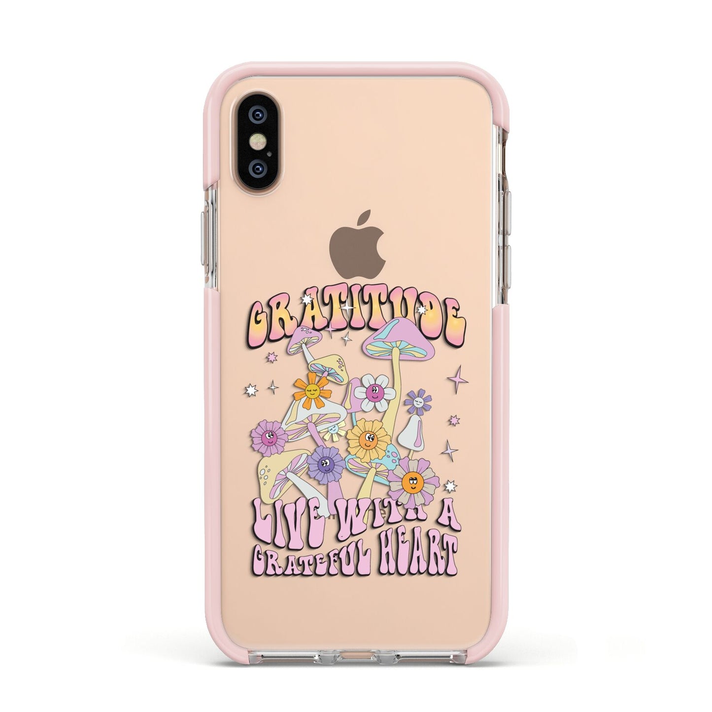 Grattitude Apple iPhone Xs Impact Case Pink Edge on Gold Phone