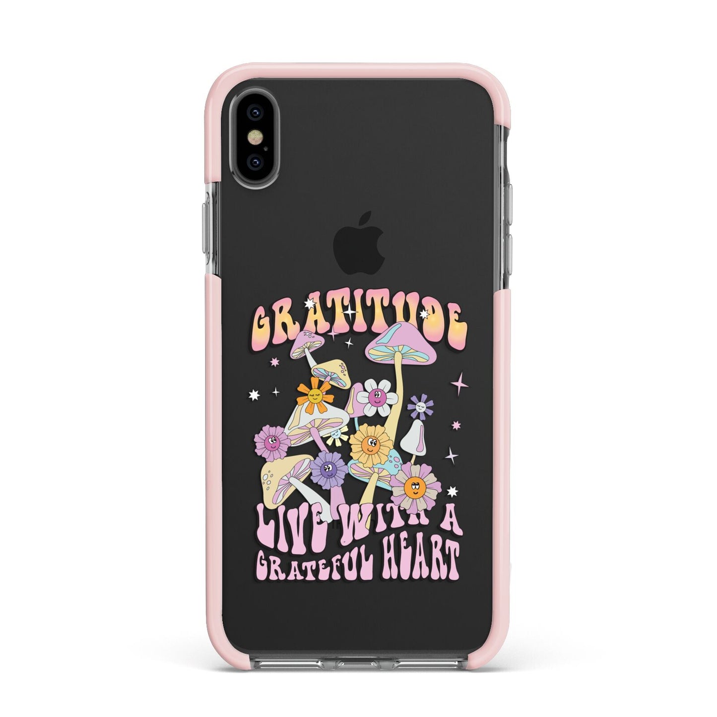 Grattitude Apple iPhone Xs Max Impact Case Pink Edge on Black Phone