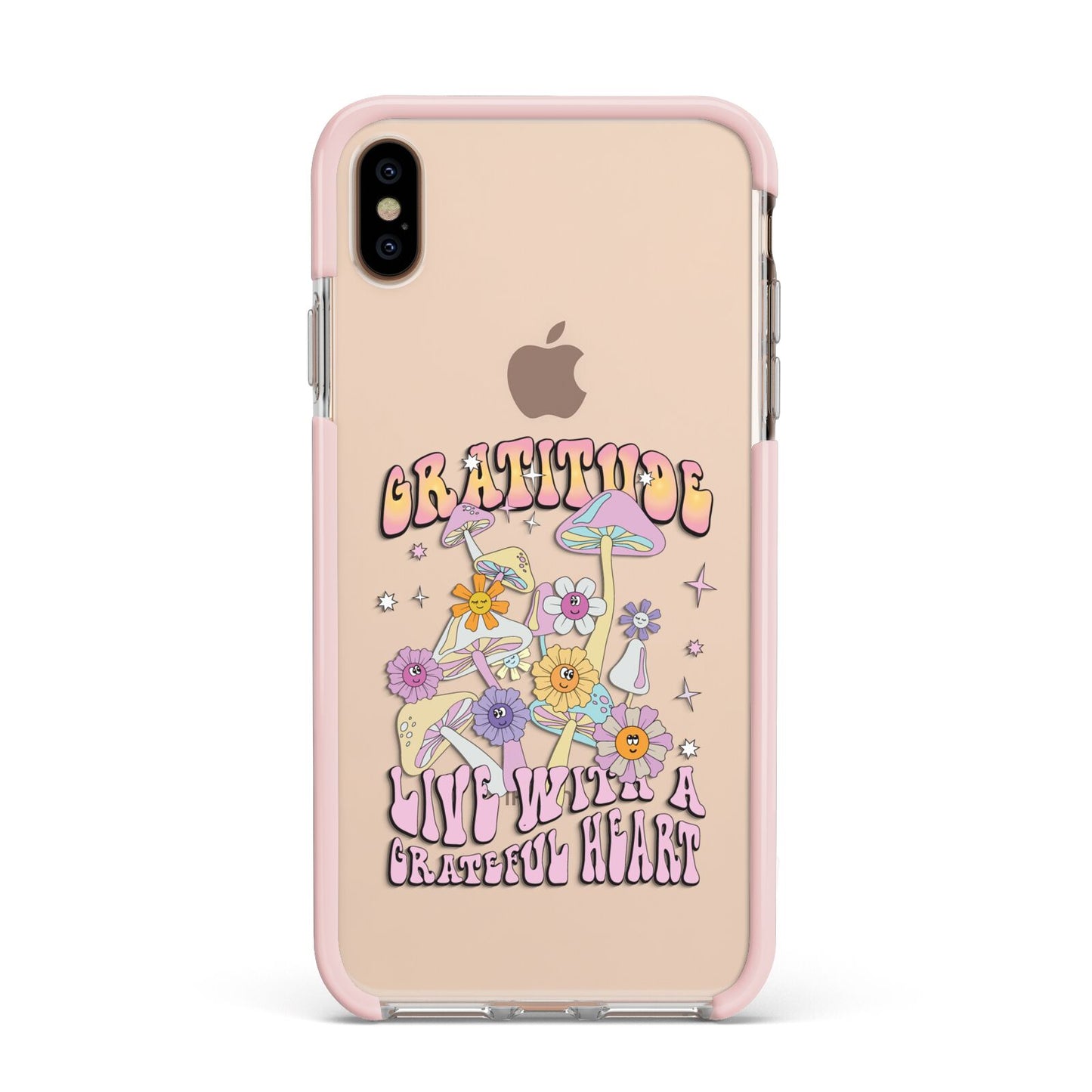 Grattitude Apple iPhone Xs Max Impact Case Pink Edge on Gold Phone