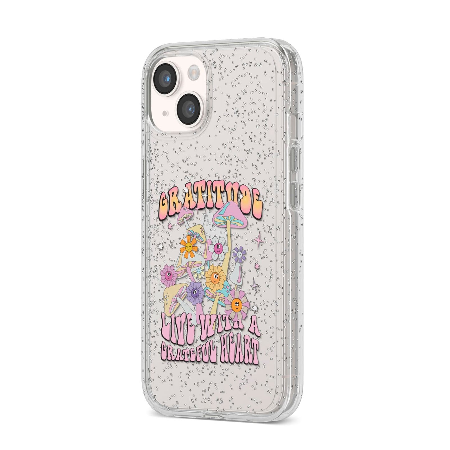 Grattitude iPhone 14 Glitter Tough Case Starlight Angled Image