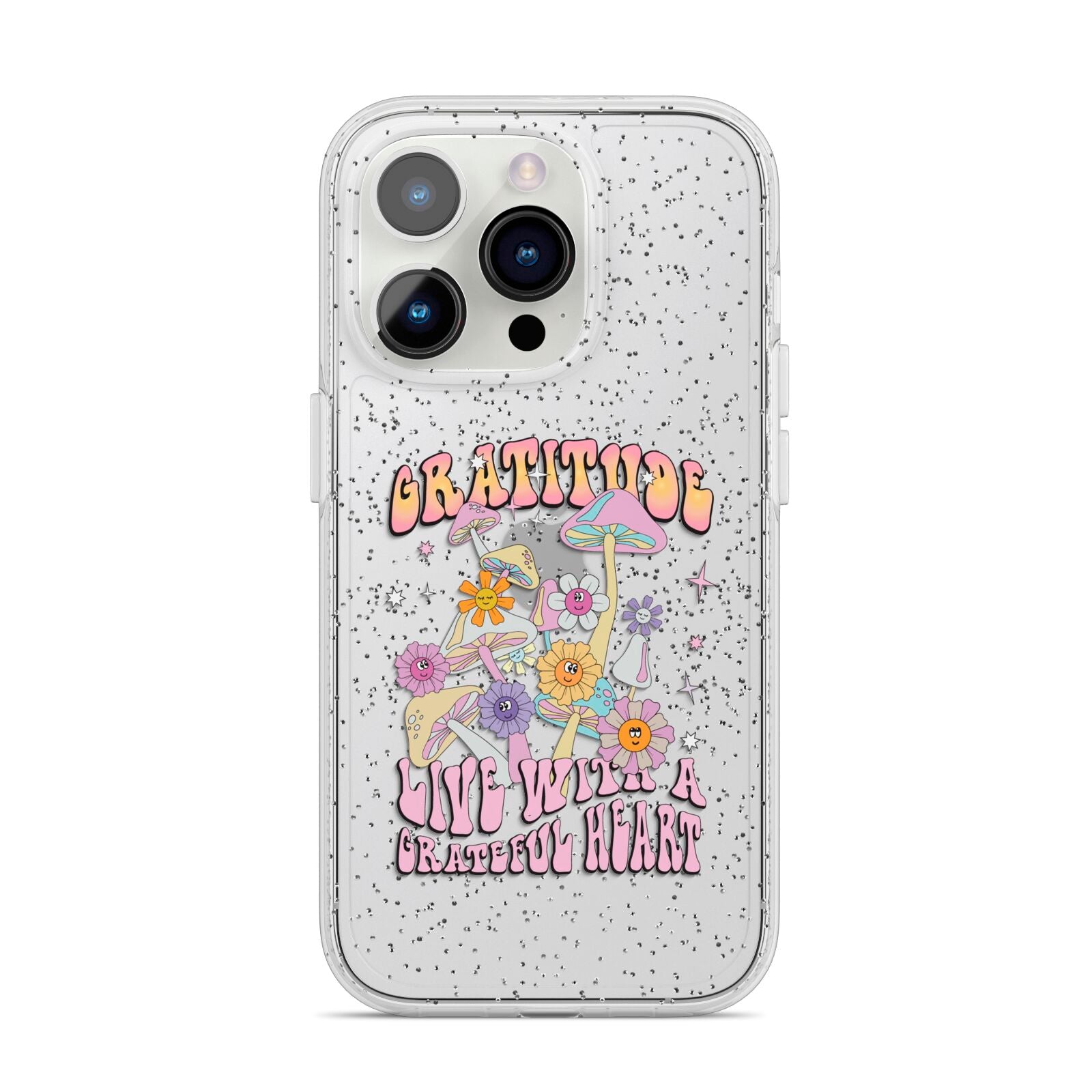 Grattitude iPhone 14 Pro Glitter Tough Case Silver