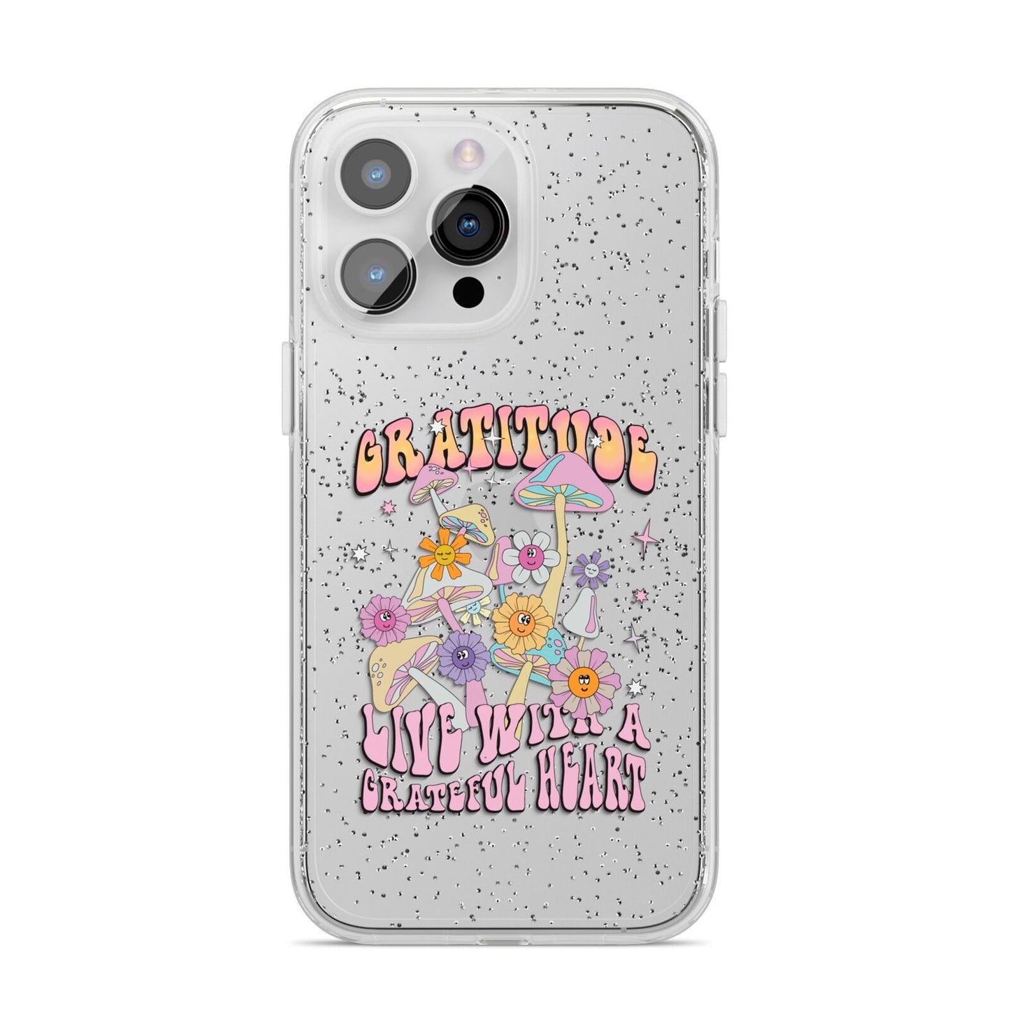 Grattitude iPhone 14 Pro Max Glitter Tough Case Silver