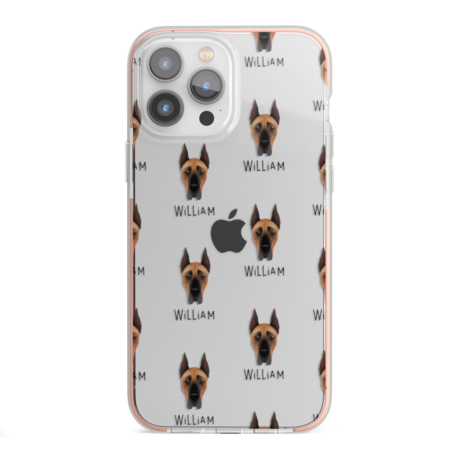 Great Dane Icon with Name iPhone 13 Pro Max TPU Impact Case with Pink Edges