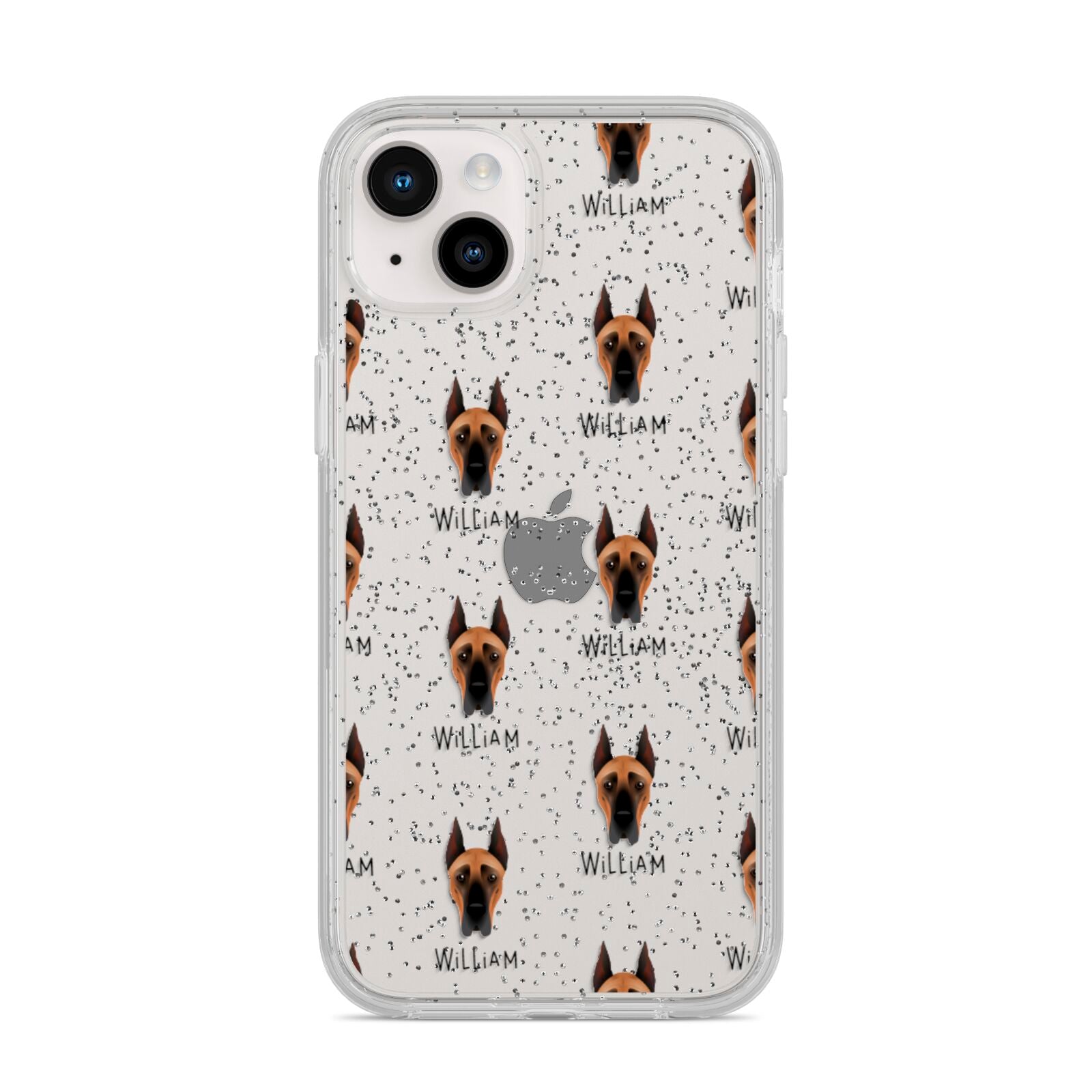 Great Dane Icon with Name iPhone 14 Plus Glitter Tough Case Starlight