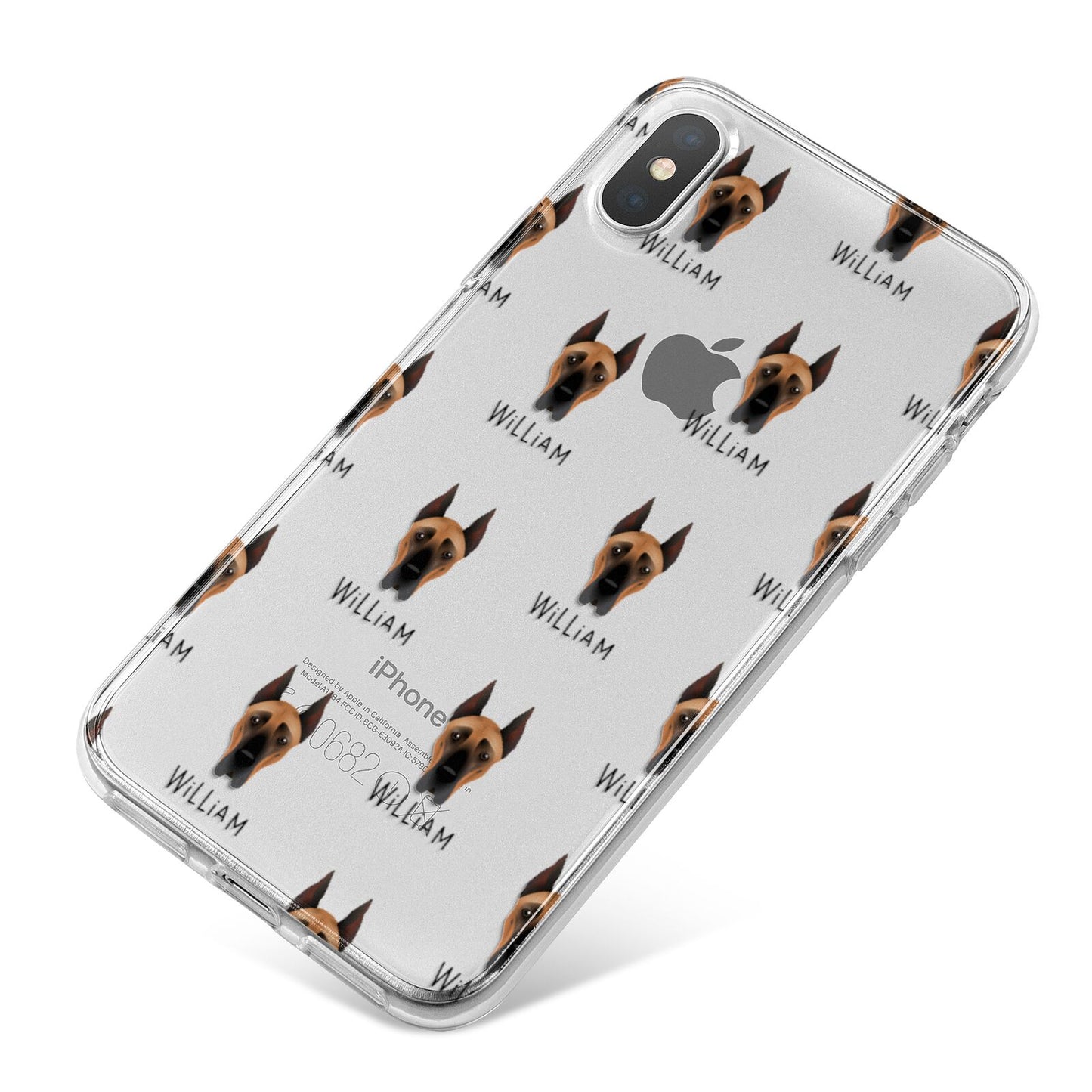 Great Dane Icon with Name iPhone X Bumper Case on Silver iPhone