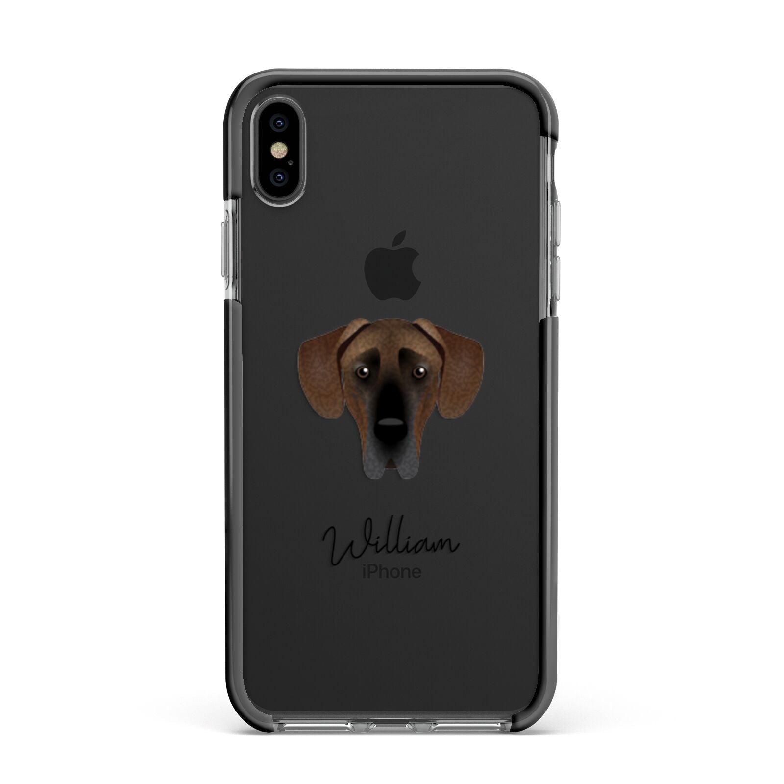 Great Dane Personalised Apple iPhone Xs Max Impact Case Black Edge on Black Phone